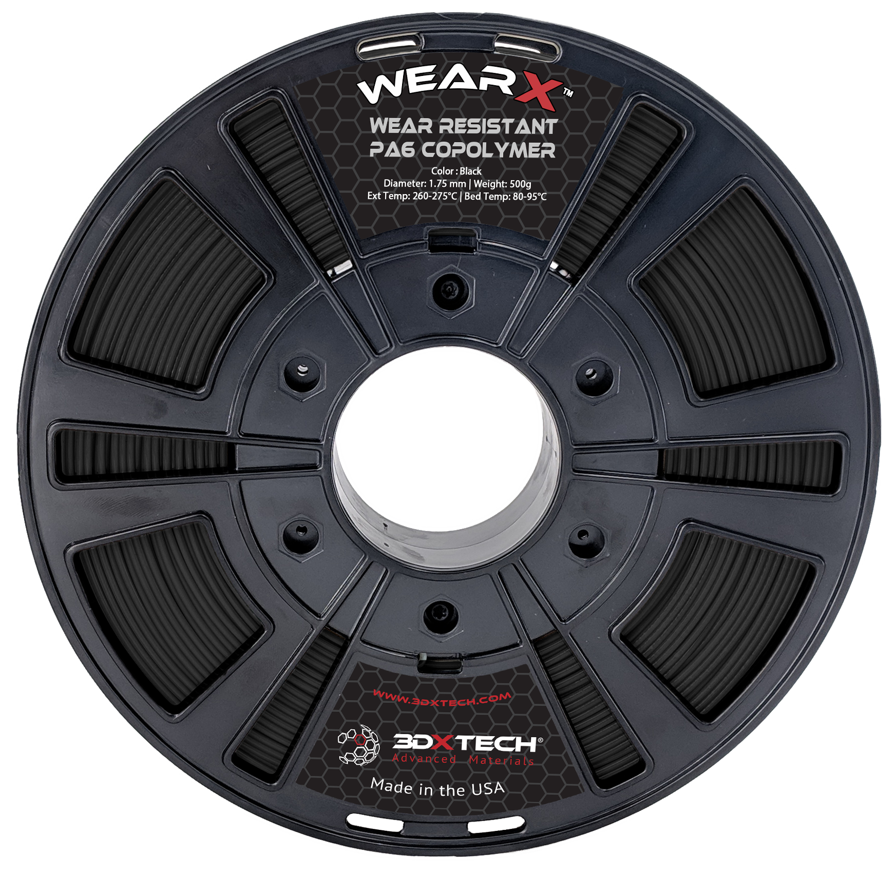 3DXTech - WearX Black PA 1.75mm - 0.5kg