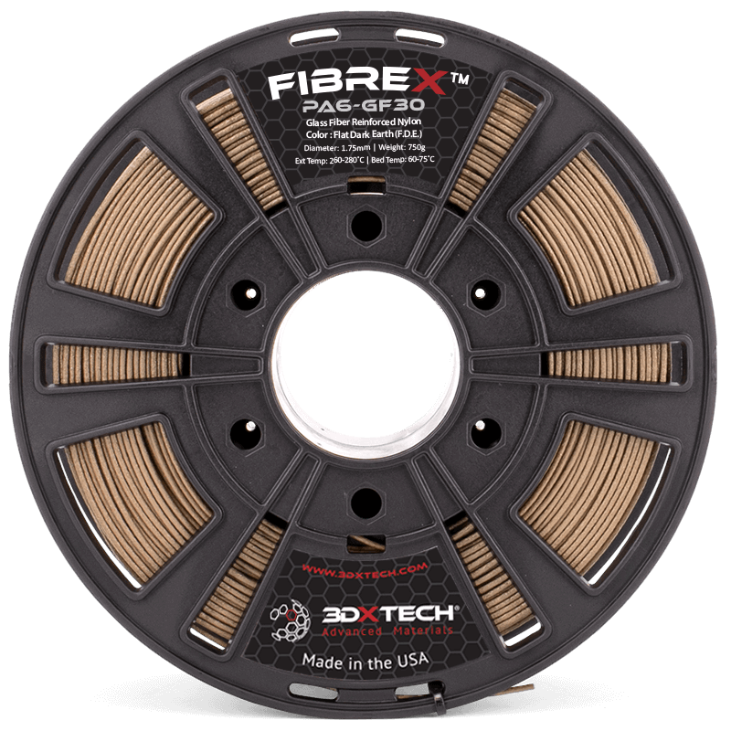3DXTech - FibreX Flat Dark Earth Glass Fiber PA6 1.75mm - 0.75kg