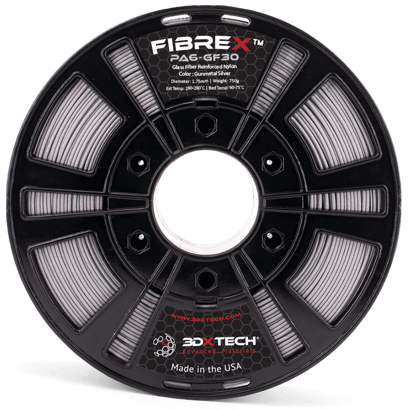 3DXTech - FibreX Metallic Silver Glass Fiber Metal Fill PA6 1.75mm - 0.75kg