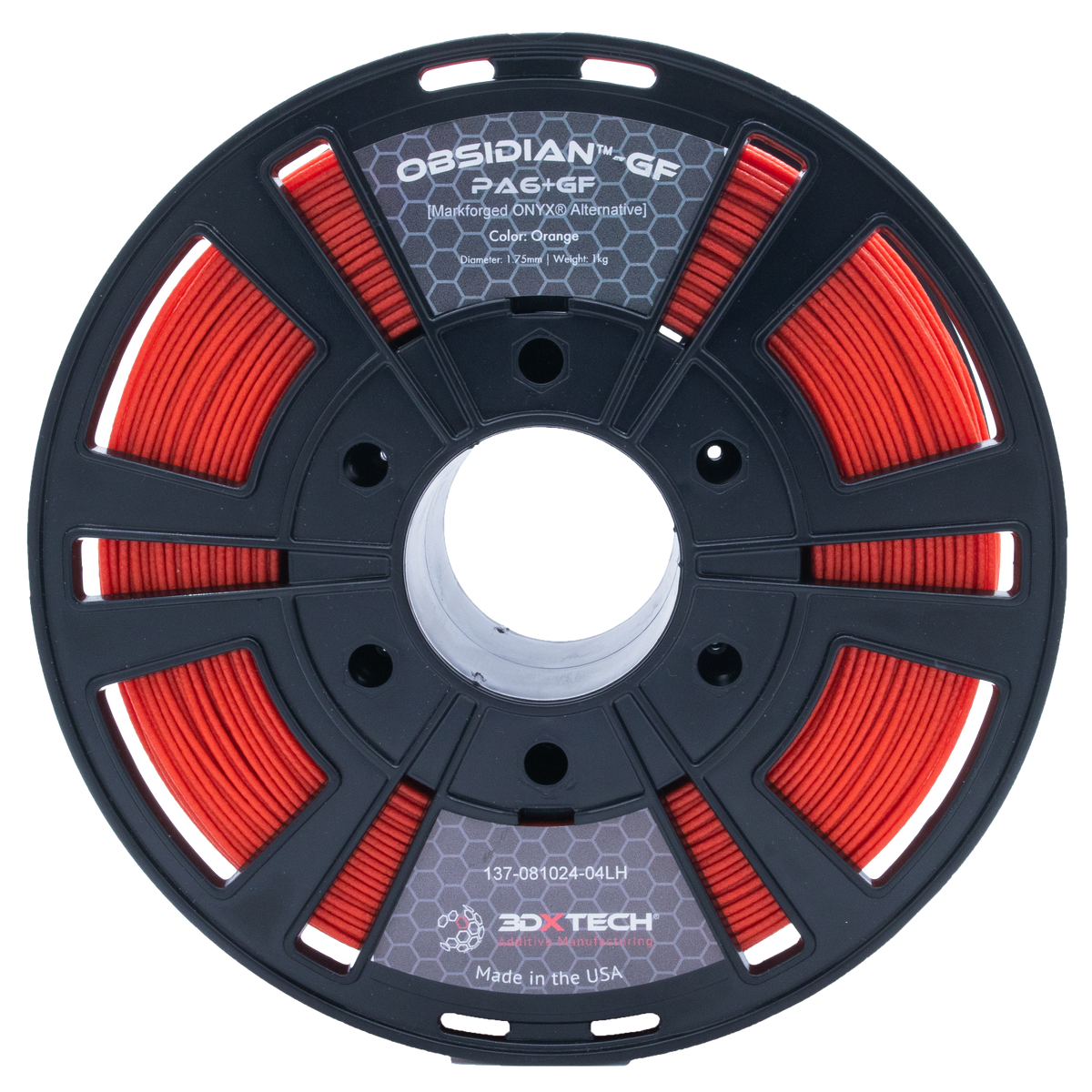 3DXTech - Obsidian Orange Glass Fiber Transparent PA6 1.75mm - 1kg