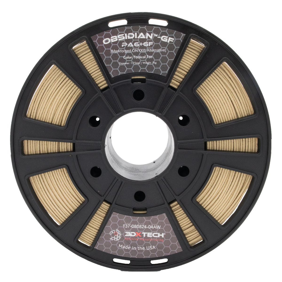 3DXTech - Obsidian Tactical Tan Glass Fiber Transparent PA6 1.75mm - 1kg