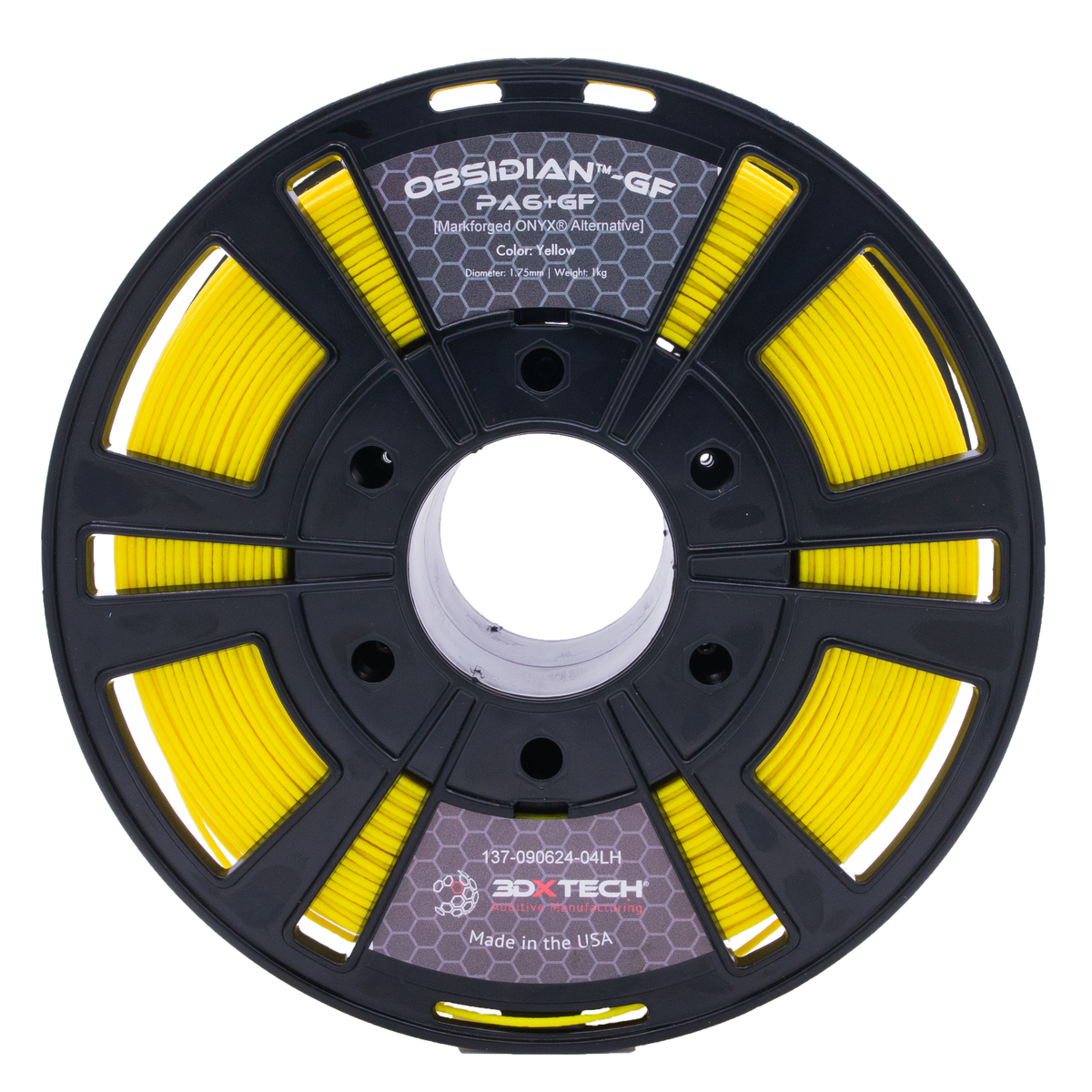 3DXTech - Obsidian Yellow Glass Fiber Transparent PA6 1.75mm - 1kg