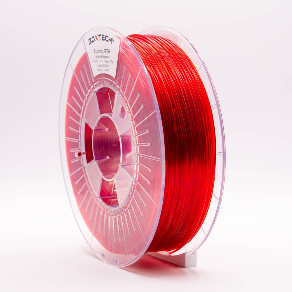 3DXTech - Economy Red Transparent Bio Based PETG 1.75mm - 0.75kg