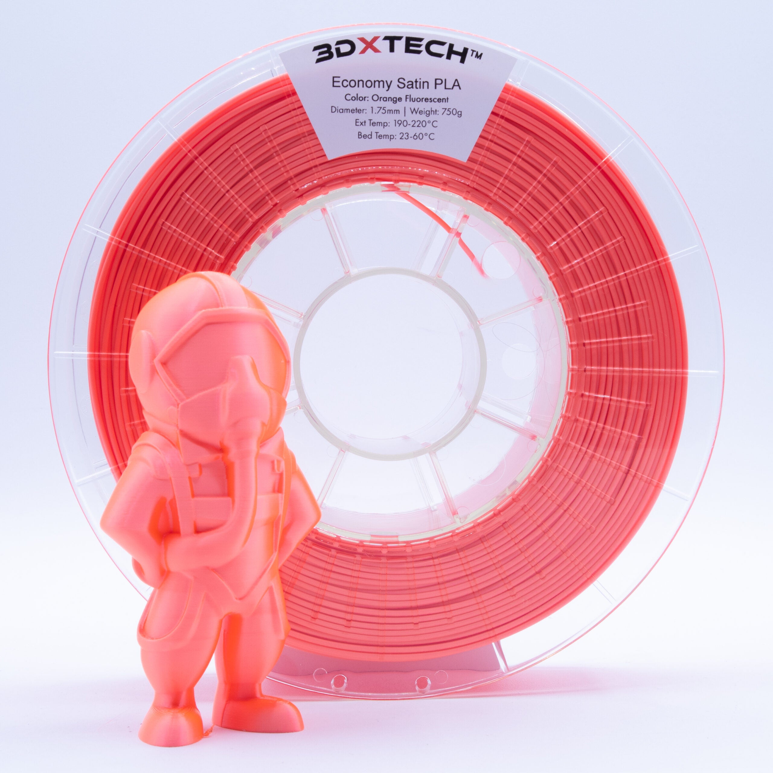 3DXTech - Orange Fluorescent Satin PLA 1.75mm - 0.75kg