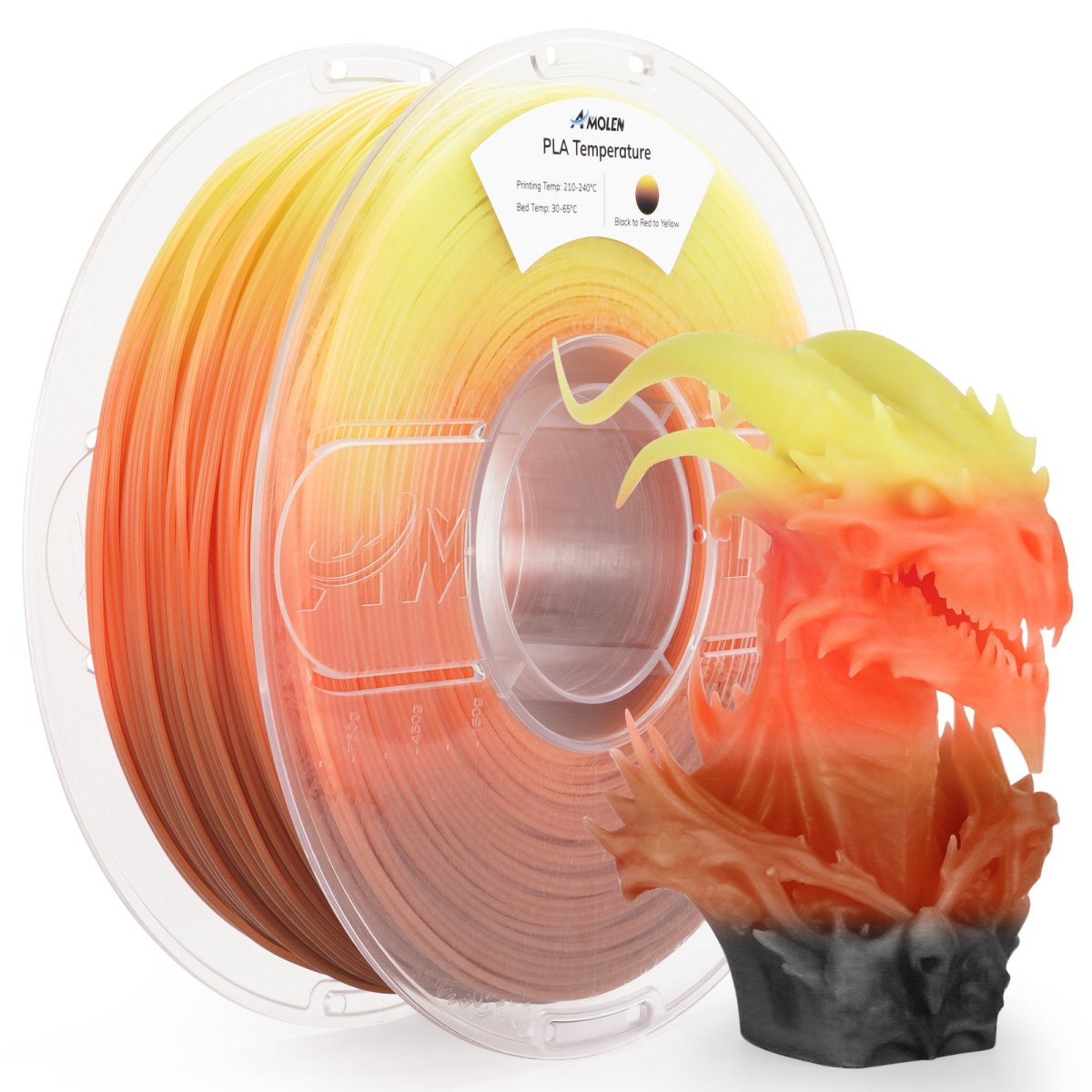 Amolen - Black To Red Yellow Gradient Color Change PLA 1.75mm - 1kg