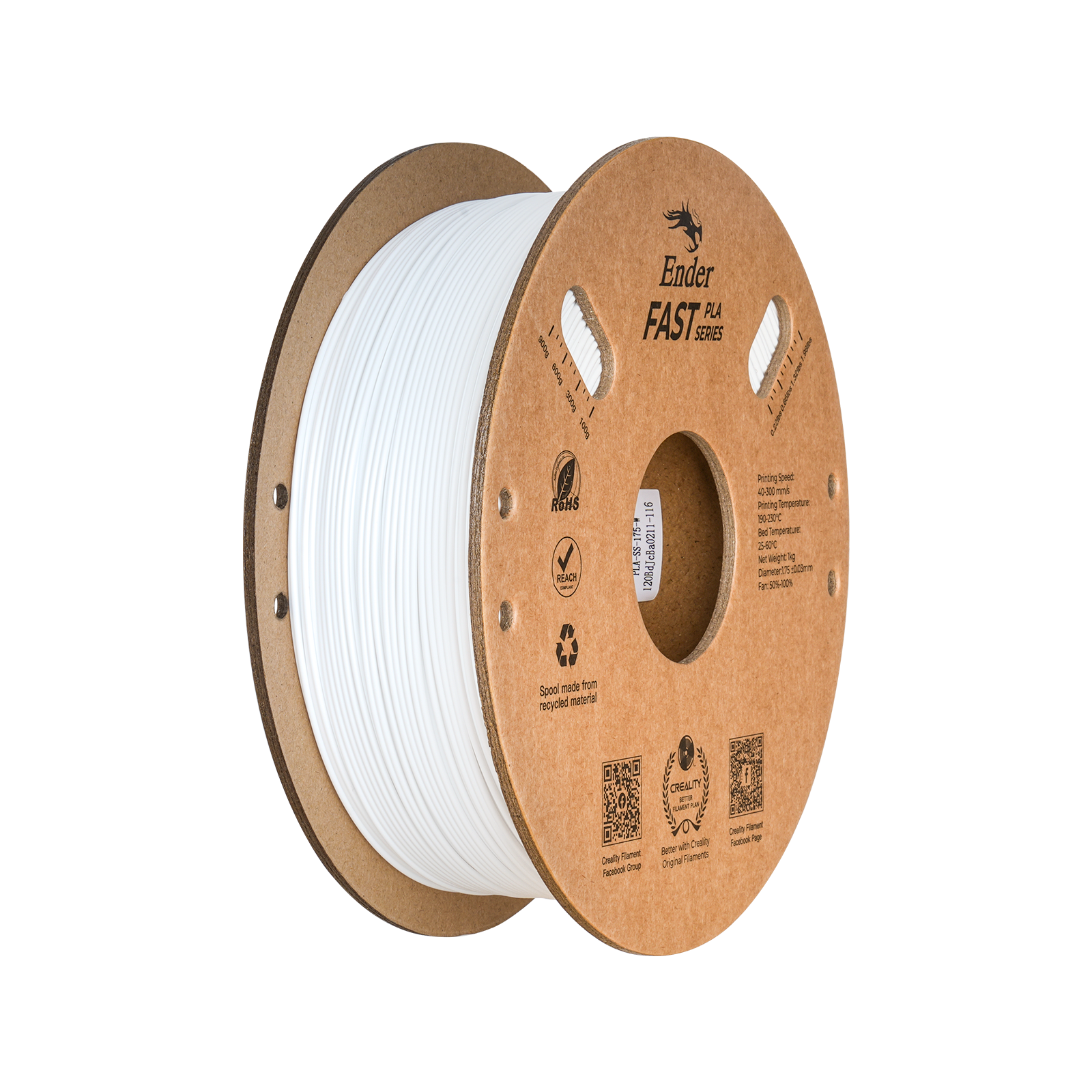 Creality - Ender Fast White PLA 1.75mm - 1kg