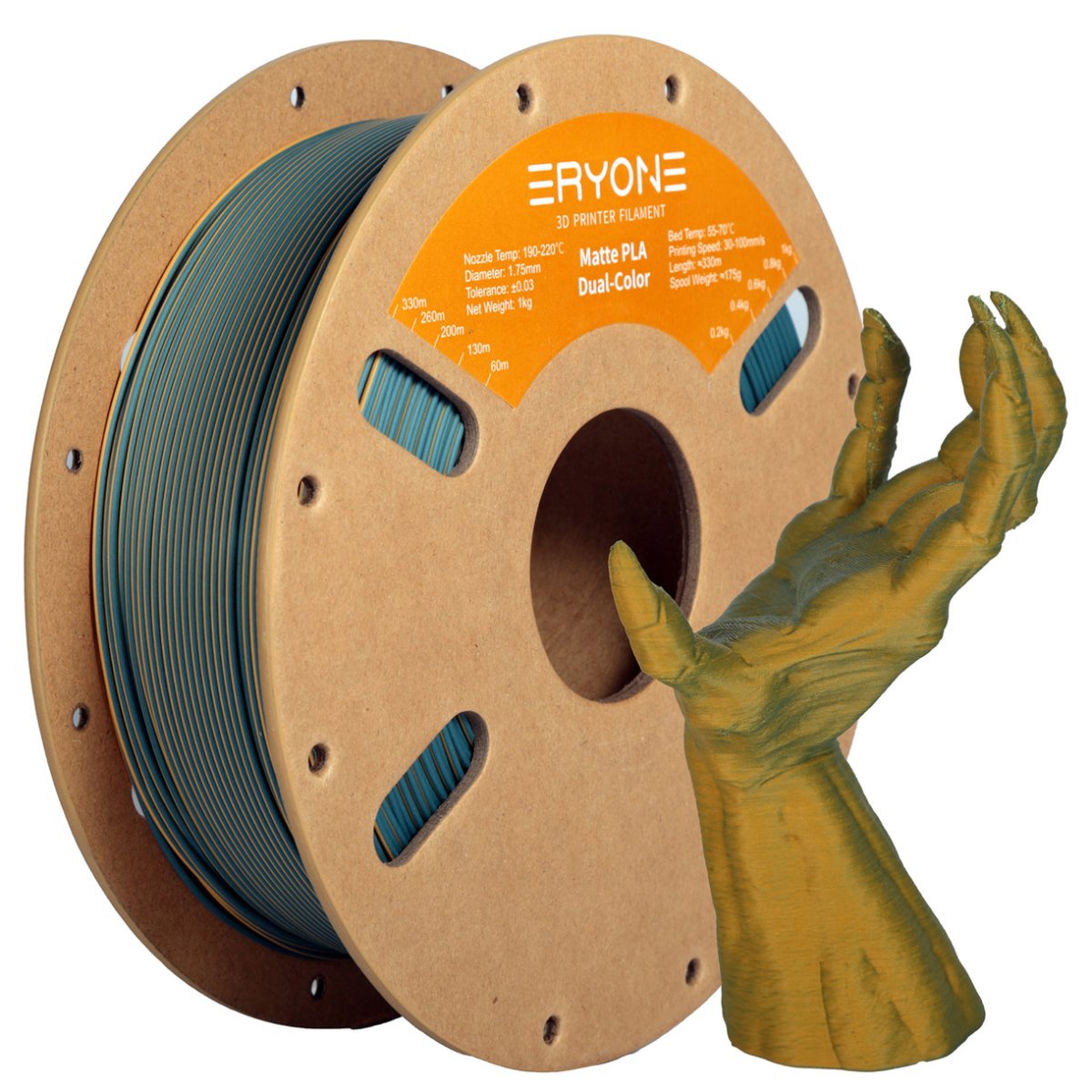 Eryone - Dusty Blue & Mustard Yellow Gradient Matte PLA 1.75mm - 1kg