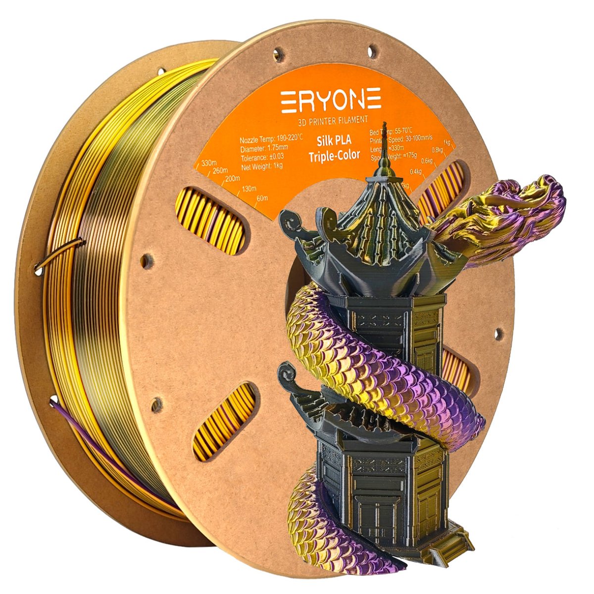 Eryone - Black & Gold Purple Silk Gradient PLA 1.75mm - 1kg