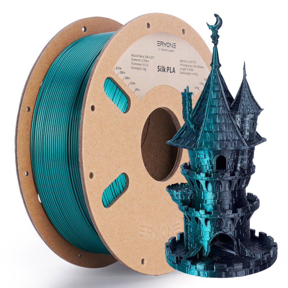 Eryone - Black & Dark Green Silk Gradient PLA 1.75mm - 1kg