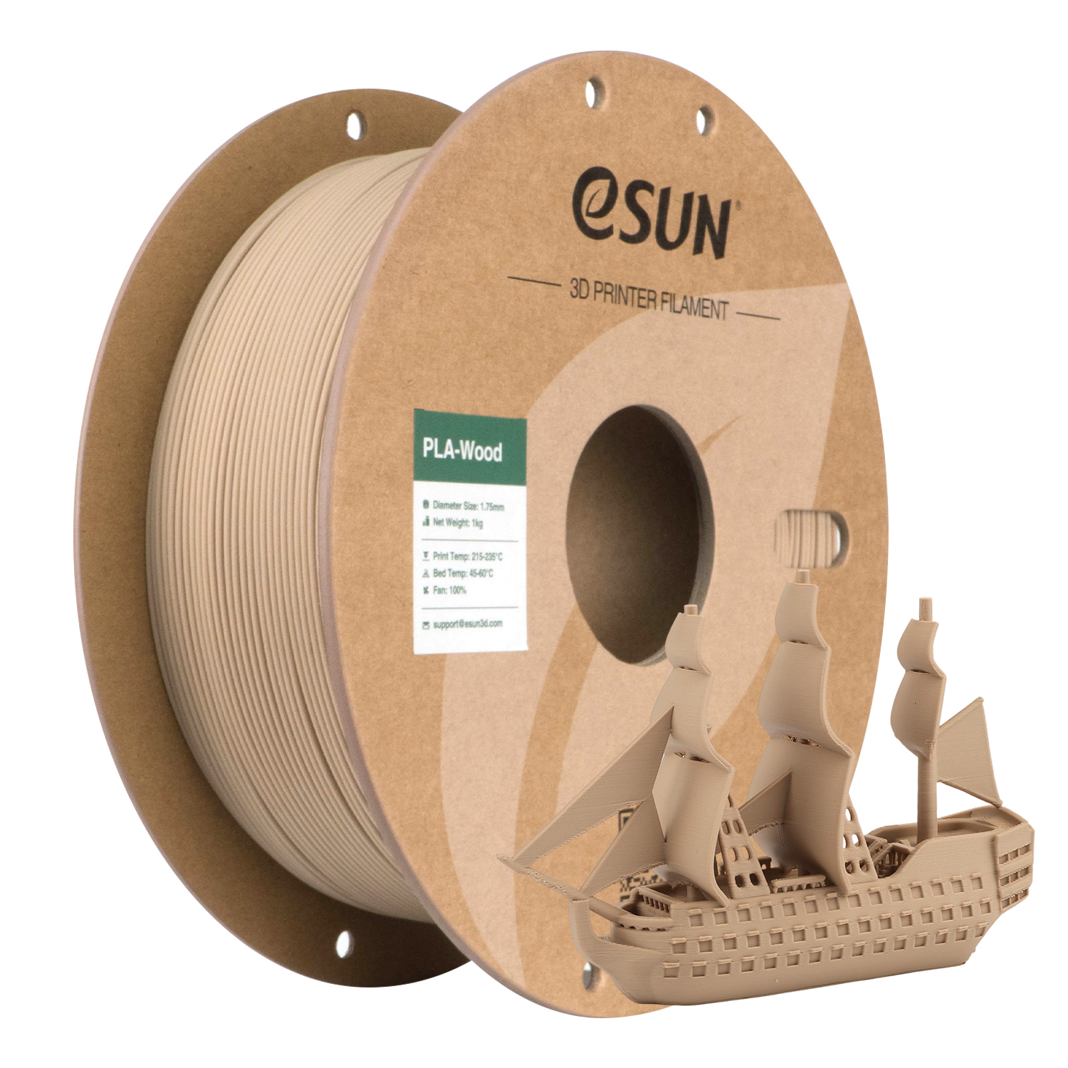 eSUN - Aspen Wood Fill PLA 1.75mm - 1kg