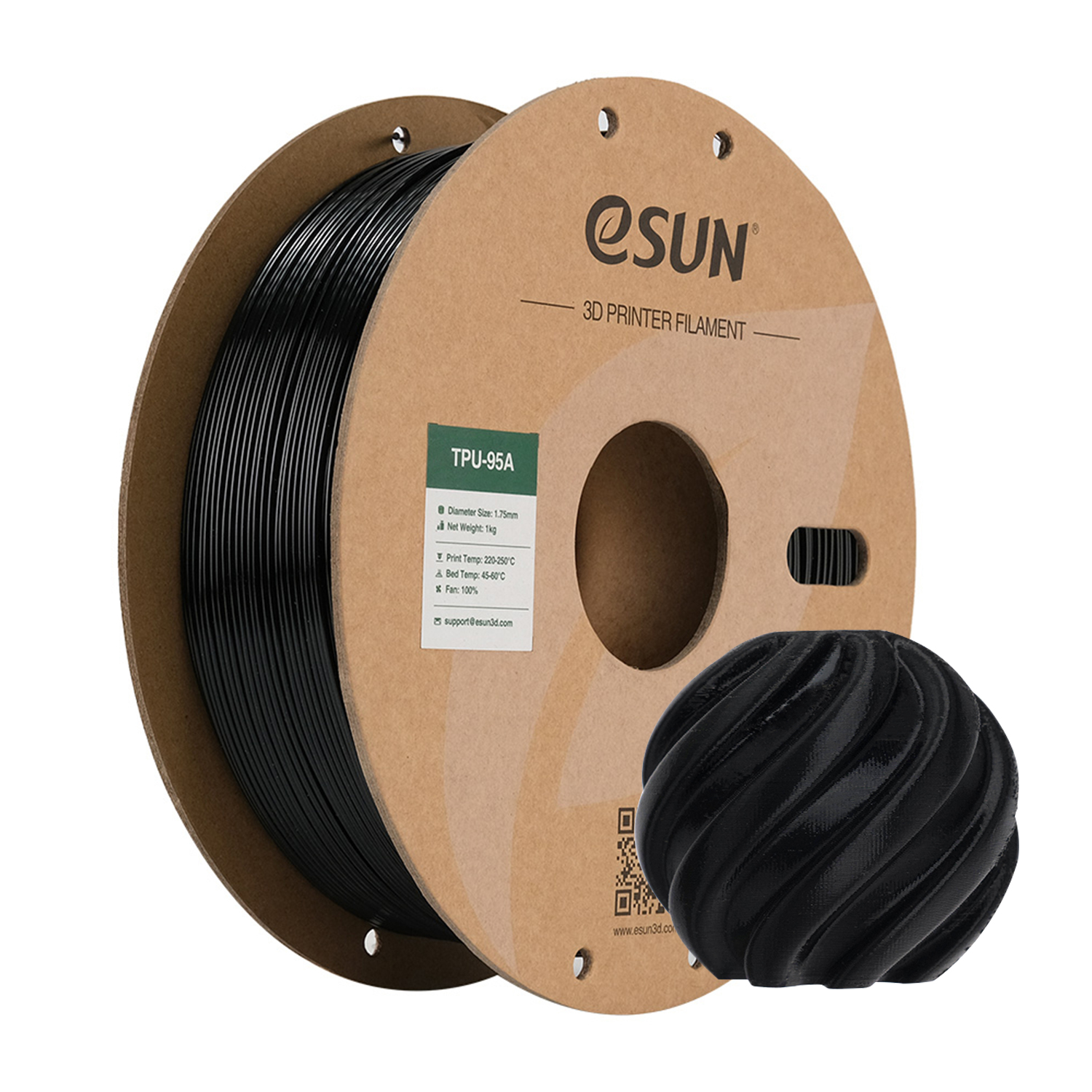 eSUN - Black 95A TPU 1.75mm - 1kg