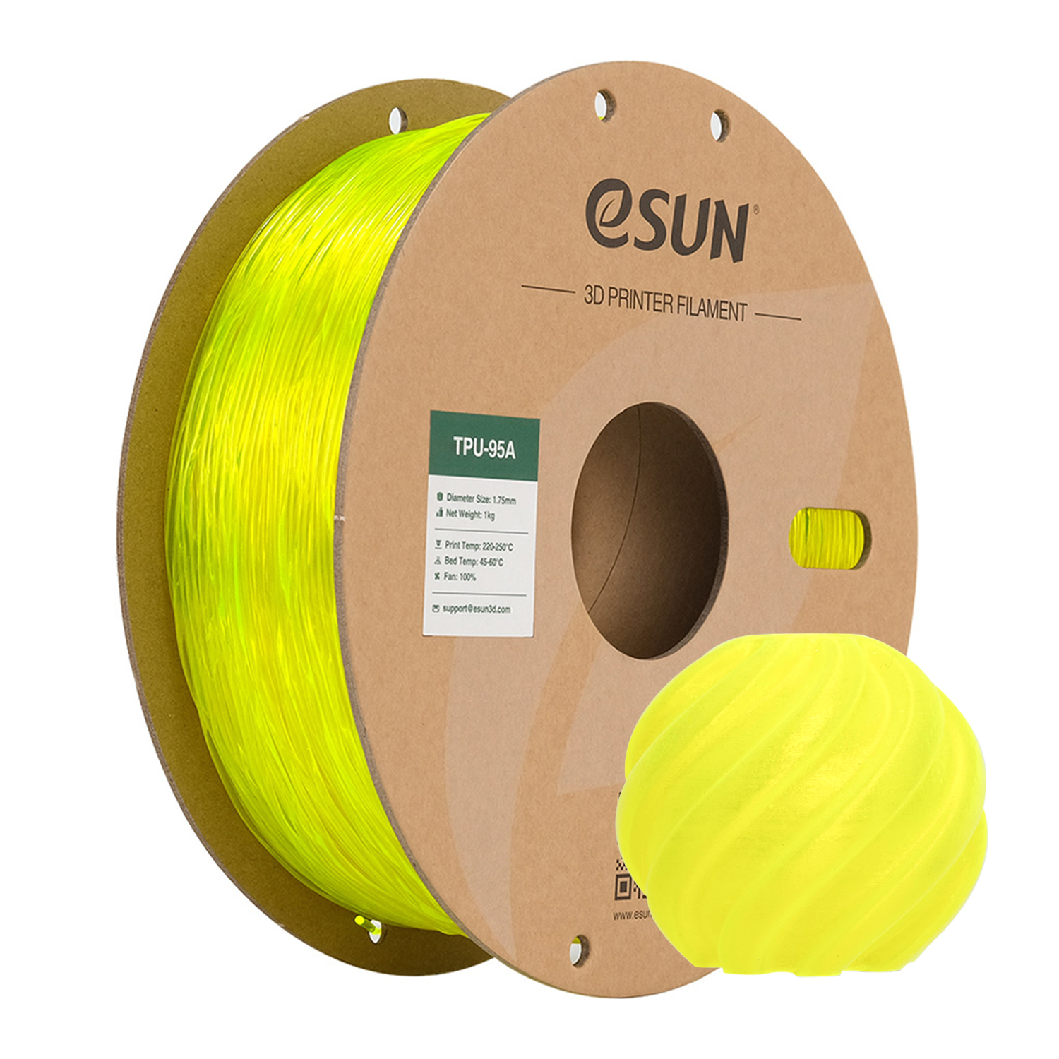 eSUN - Transparent Yellow 95A TPU 1.75mm - 1kg