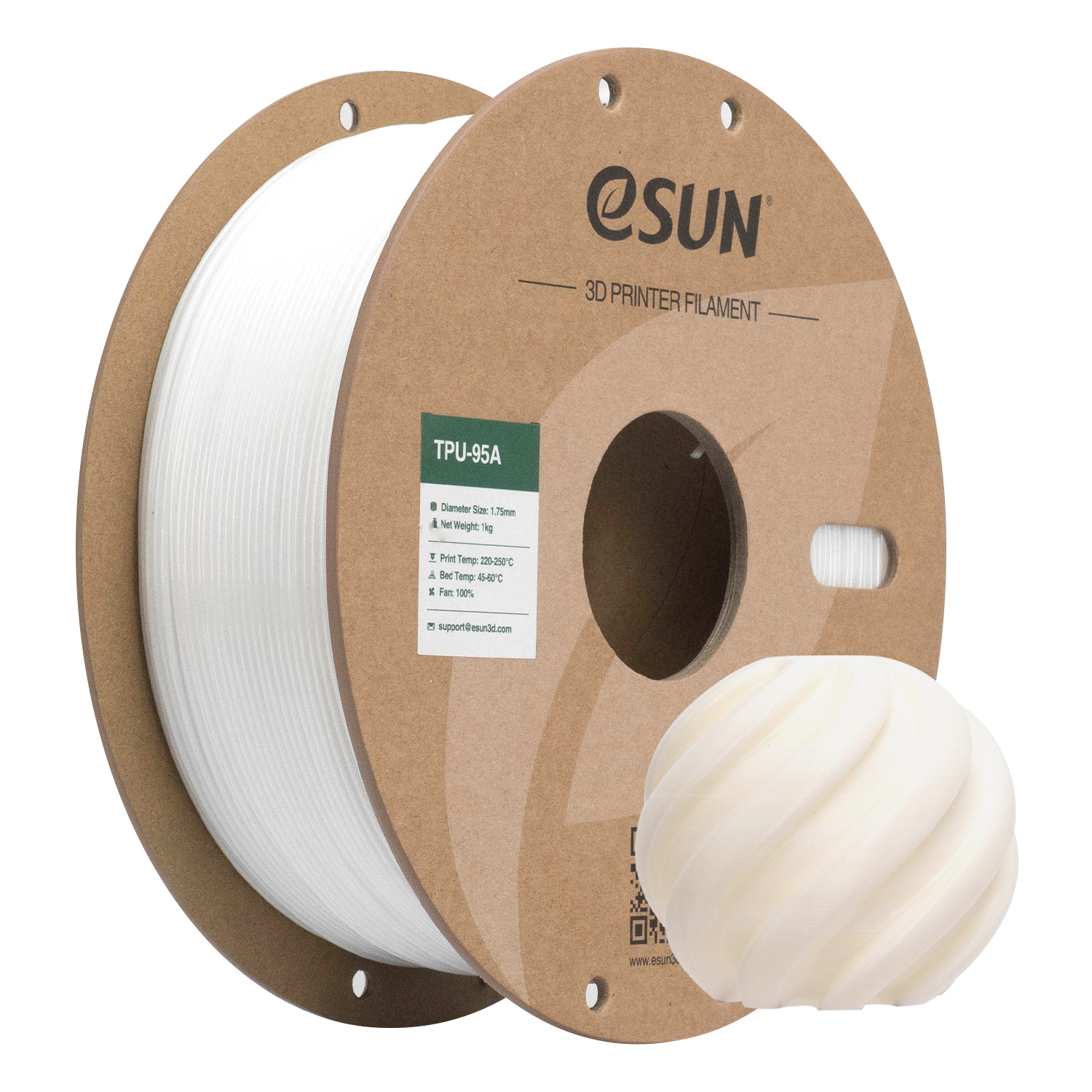 eSUN - White 95A TPU 1.75mm - 1kg