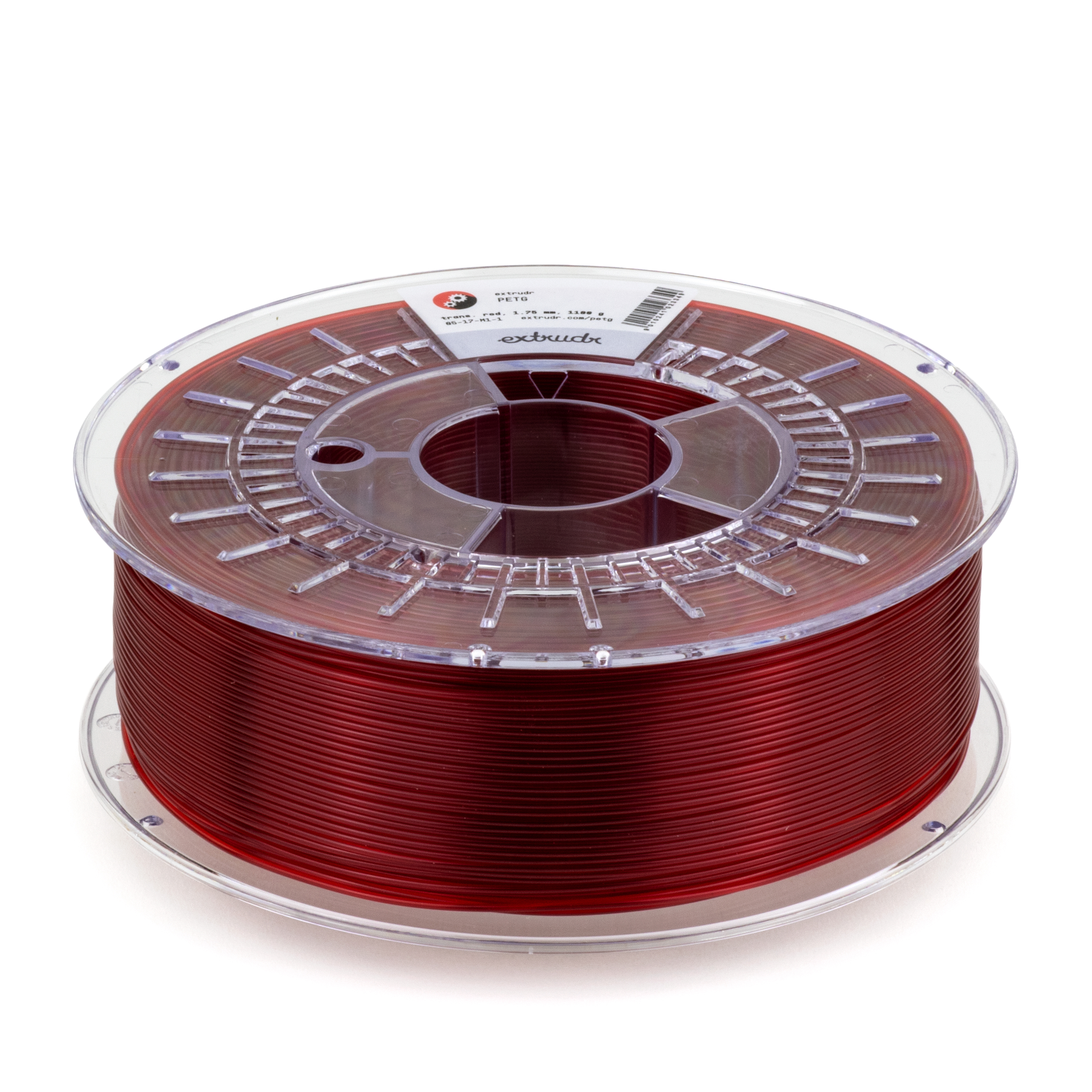 Extrudr - Transparent Red PETG 2.85mm - 1.1kg