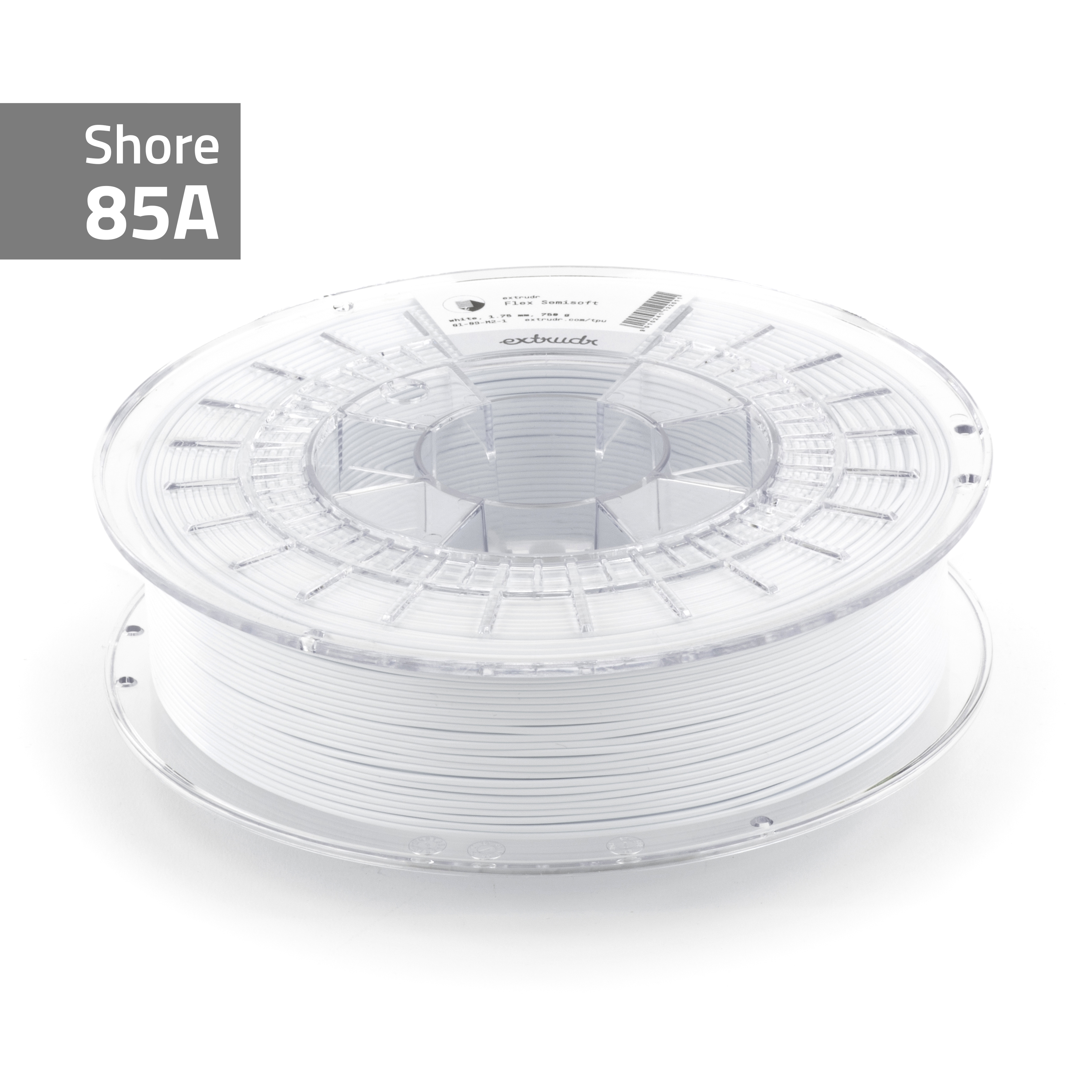Extrudr - Flex White 85A TPU 2.85mm - 0.75kg