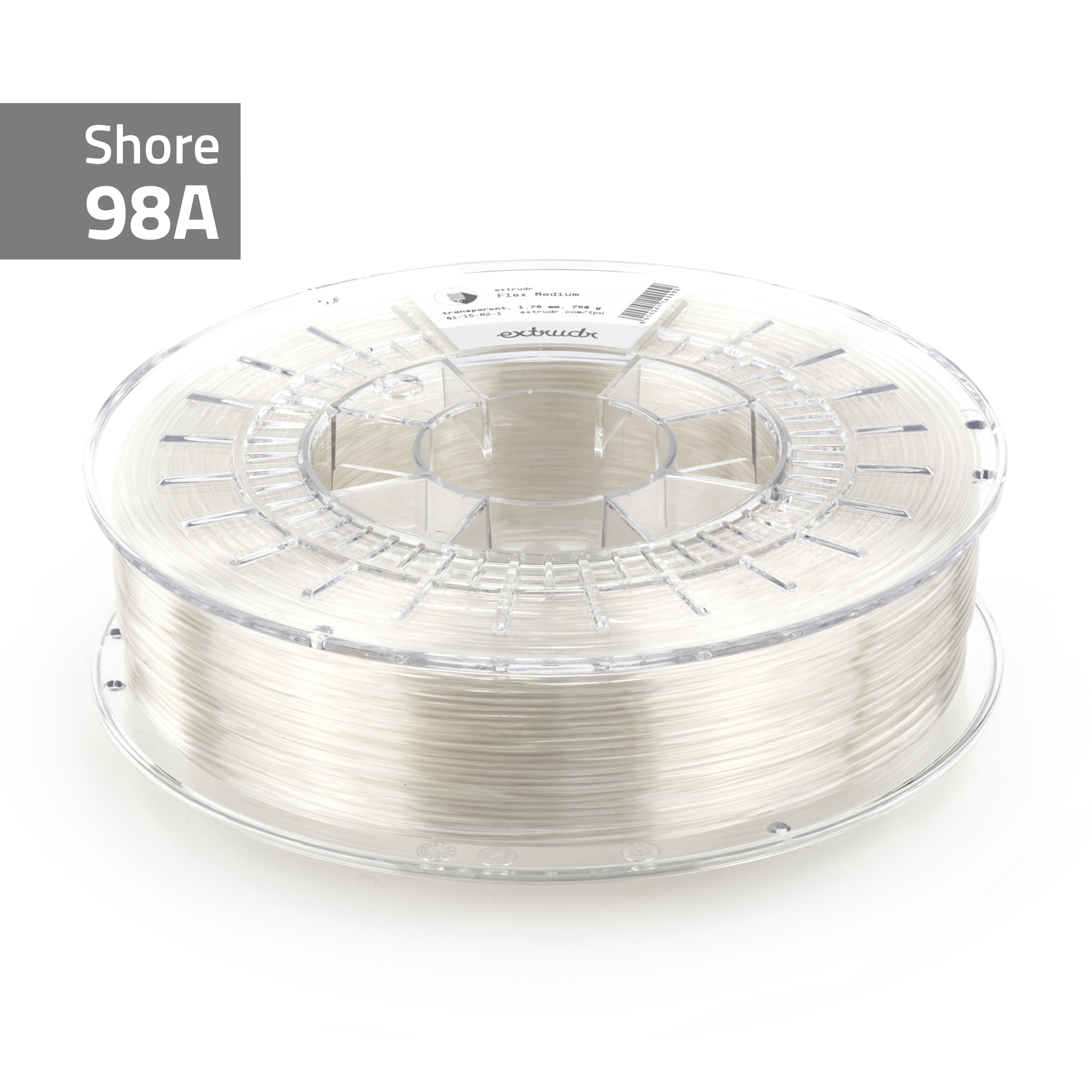 Extrudr - Flex Transparent 98A TPU 1.75mm - 0.75kg