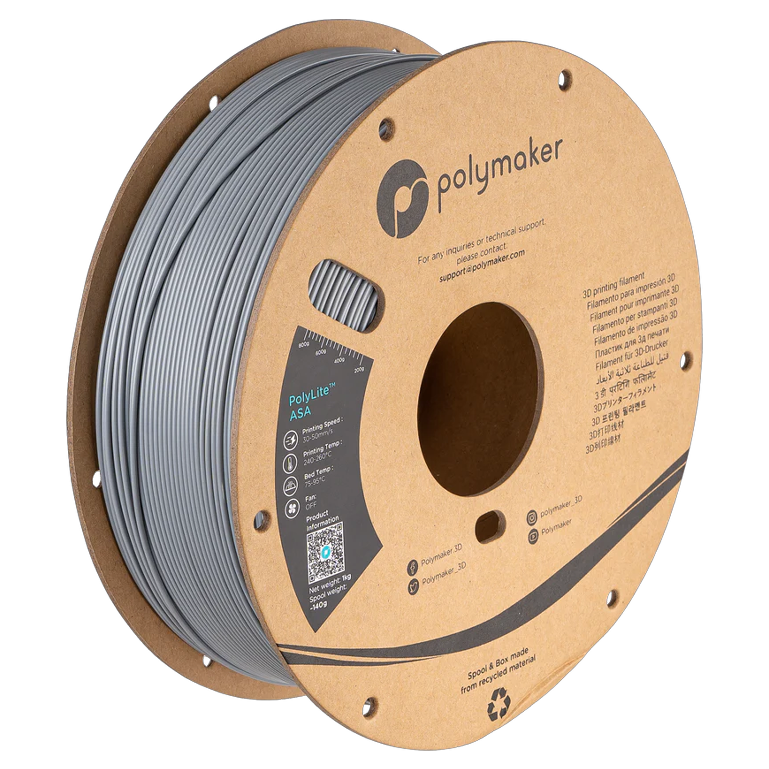 Polymaker - PolyLite Grey ASA 1.75mm - 1kg