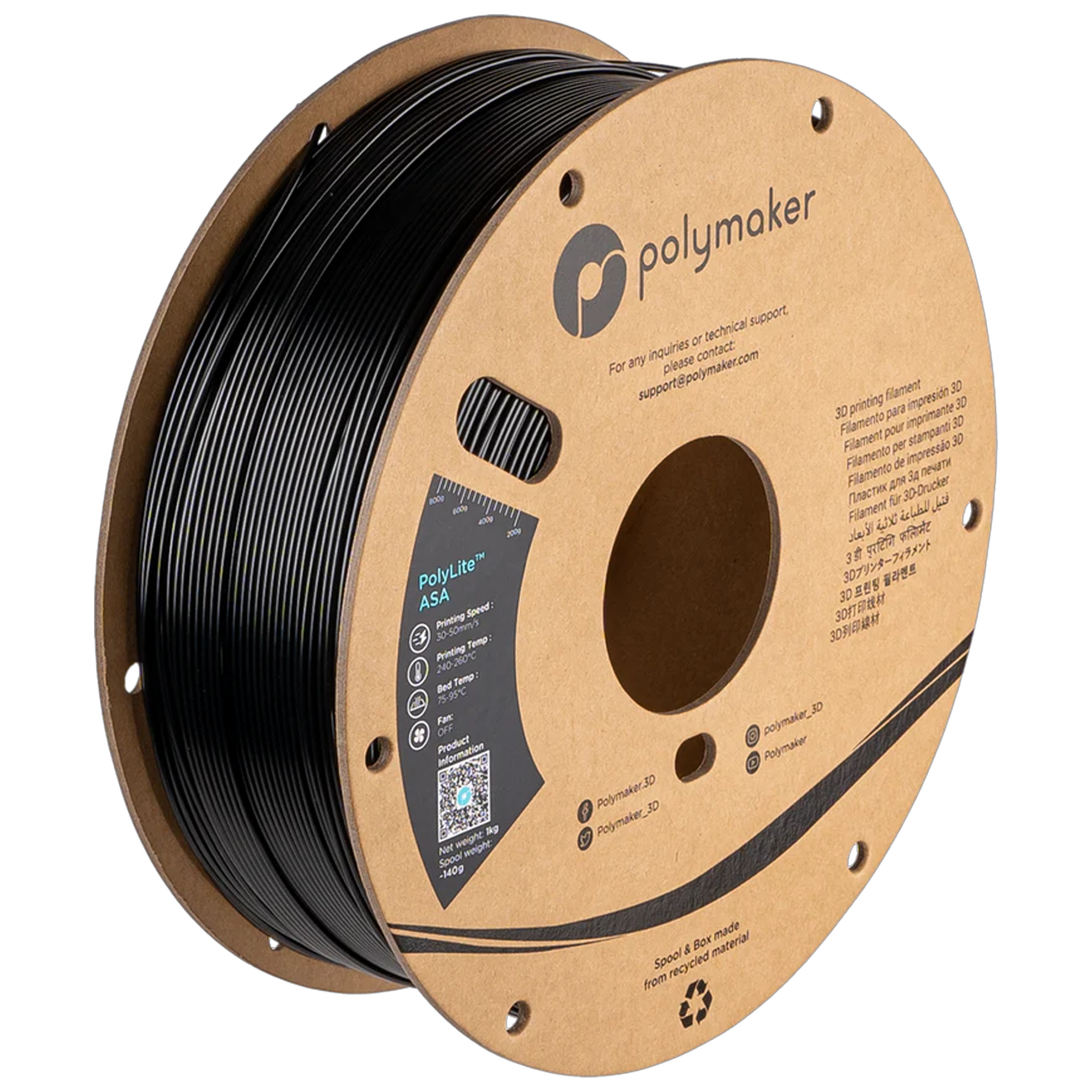 Polymaker - PolyLite Jet Black ASA 1.75mm - 1kg