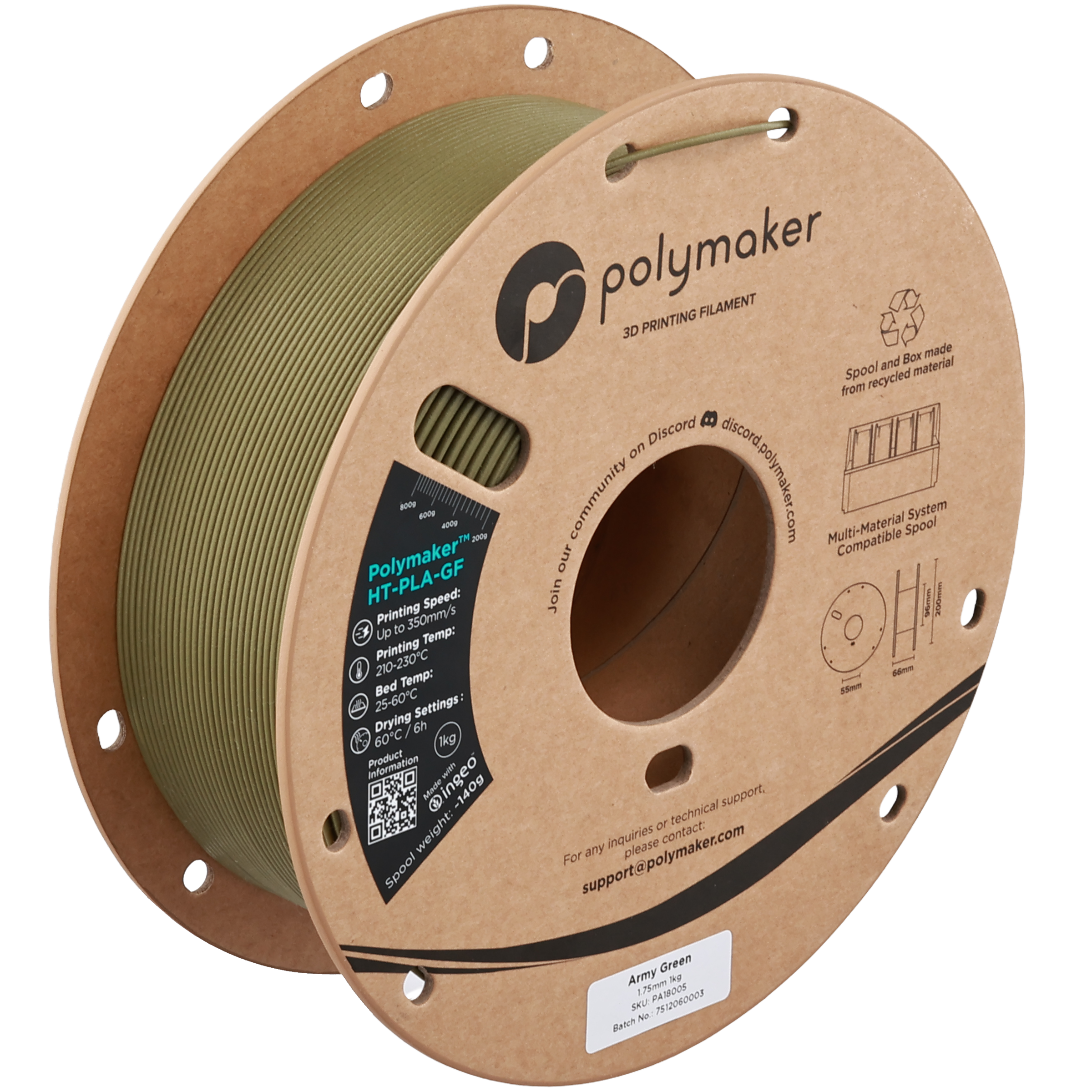 Polymaker - Army Green Glass Fiber High Temp HT-PLA - 1kg