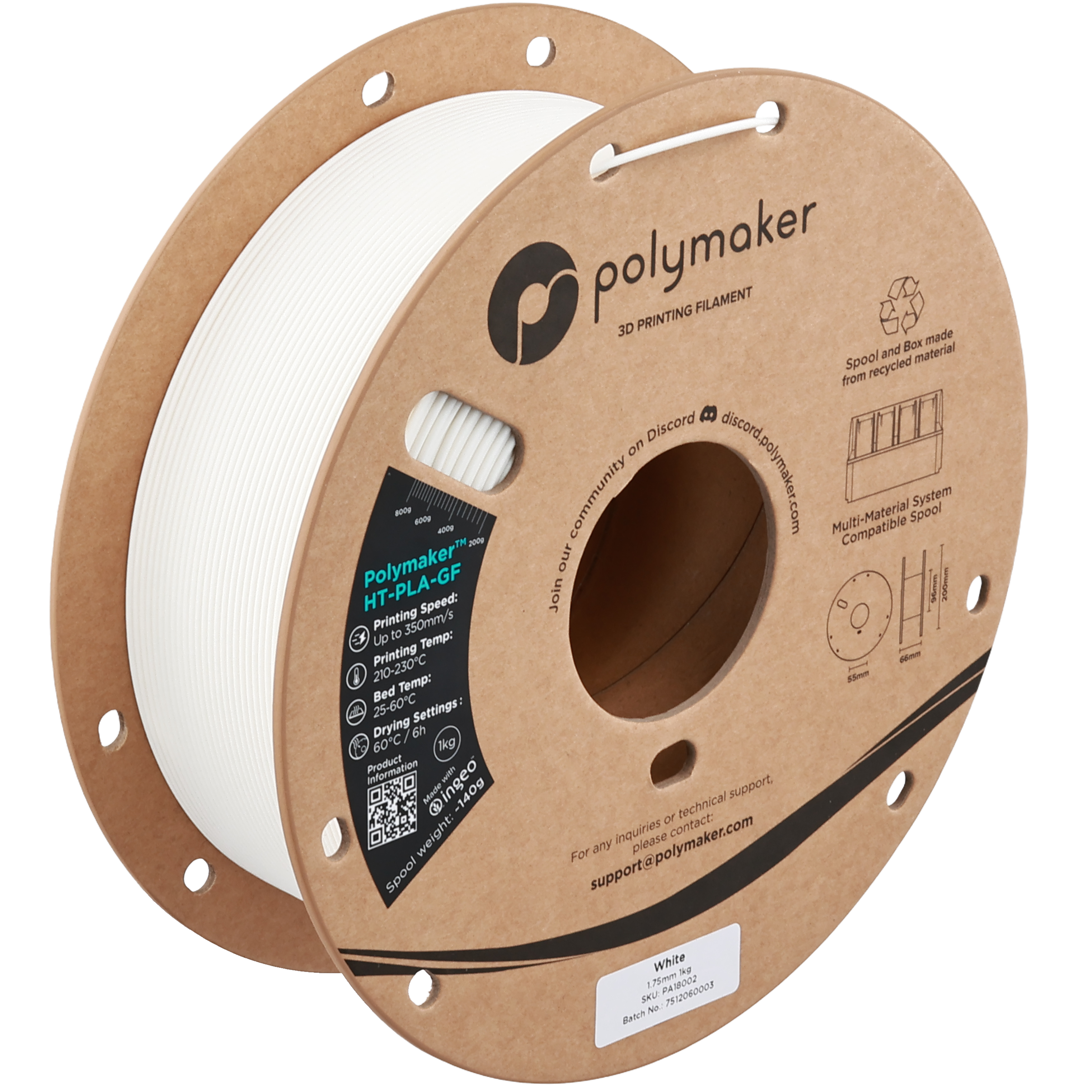 Polymaker - White Glass Fiber High Temp HT-PLA - 1kg