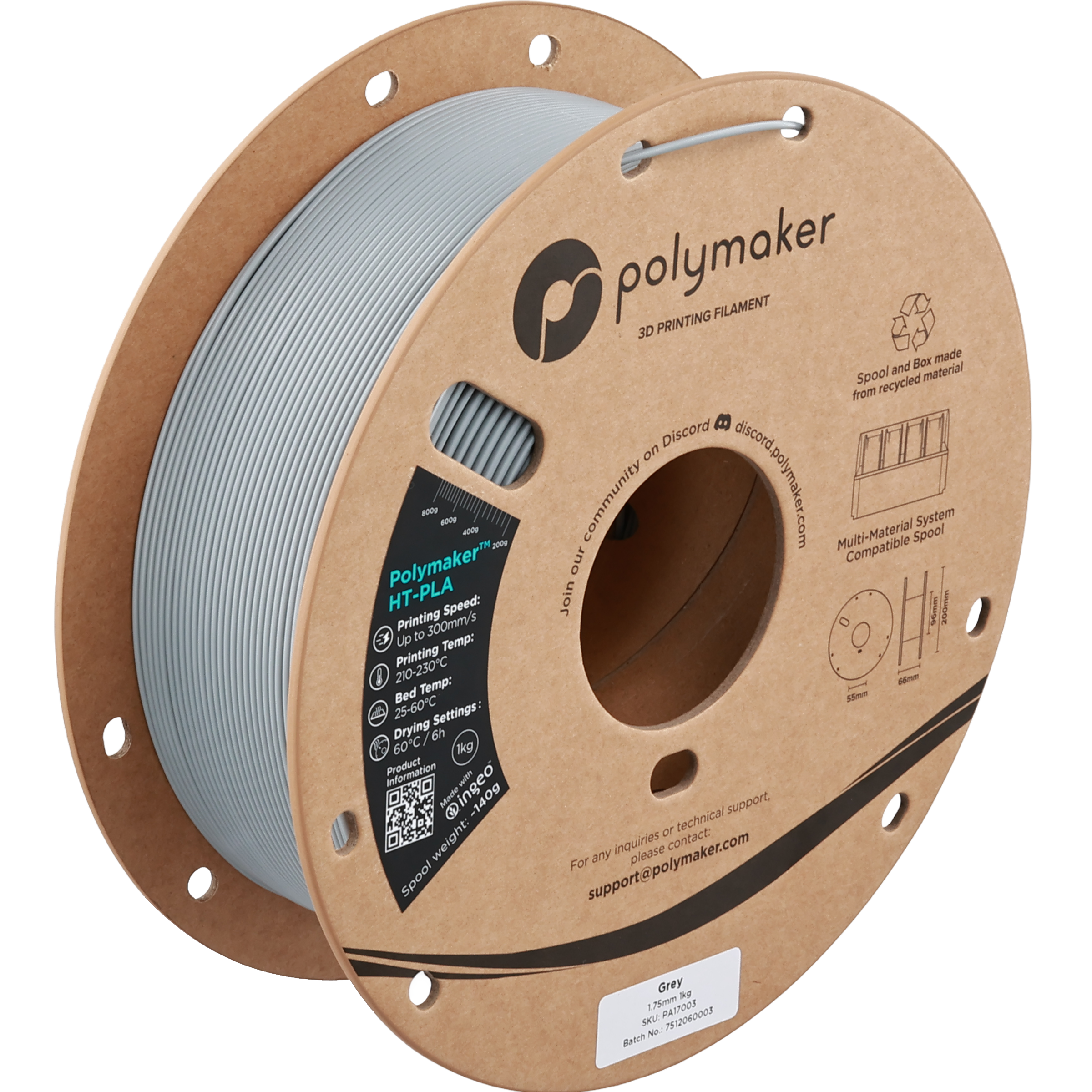Polymaker - Grey High Temp HT-PLA - 1kg