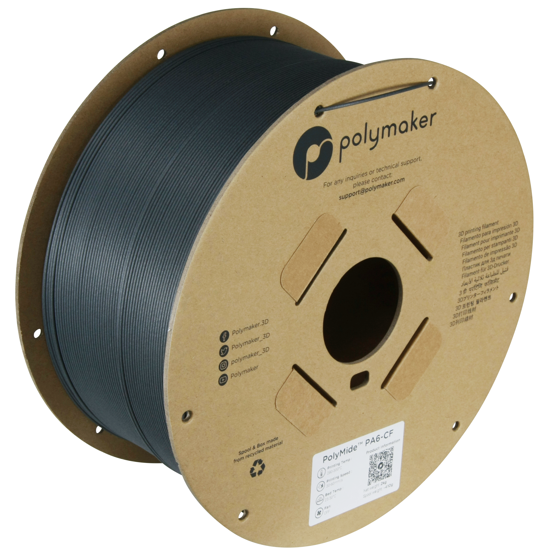 Polymaker - Fiberon Black Carbon Fiber PA6 1.75mm - 2kg