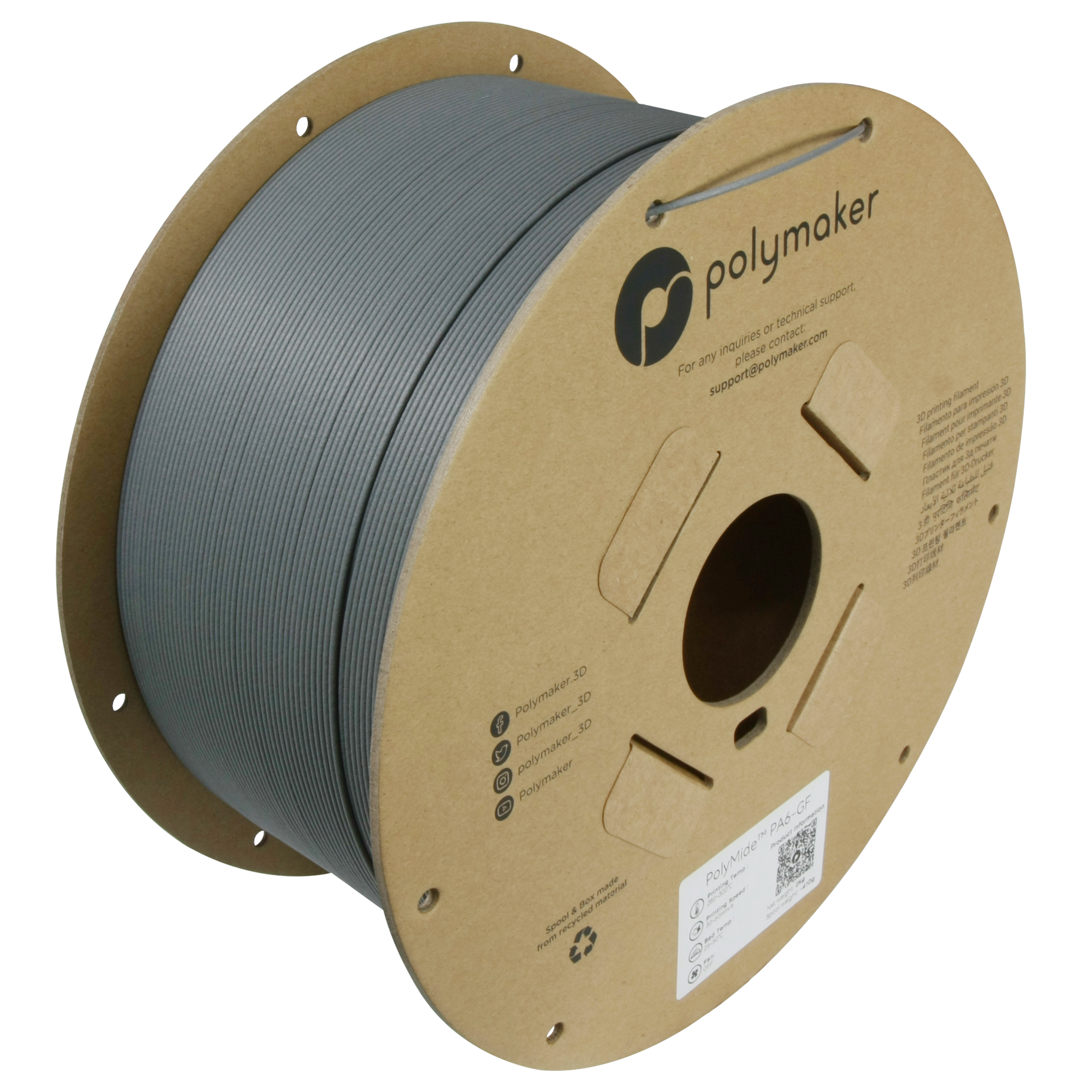 Polymaker - Fiberon Grey Glass Fiber PA6 - 2kg