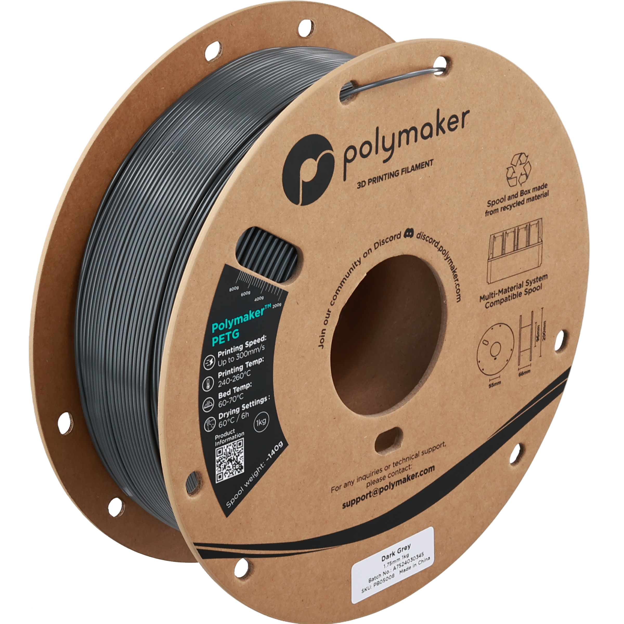 Polymaker - Dark Grey PETG - 1kg