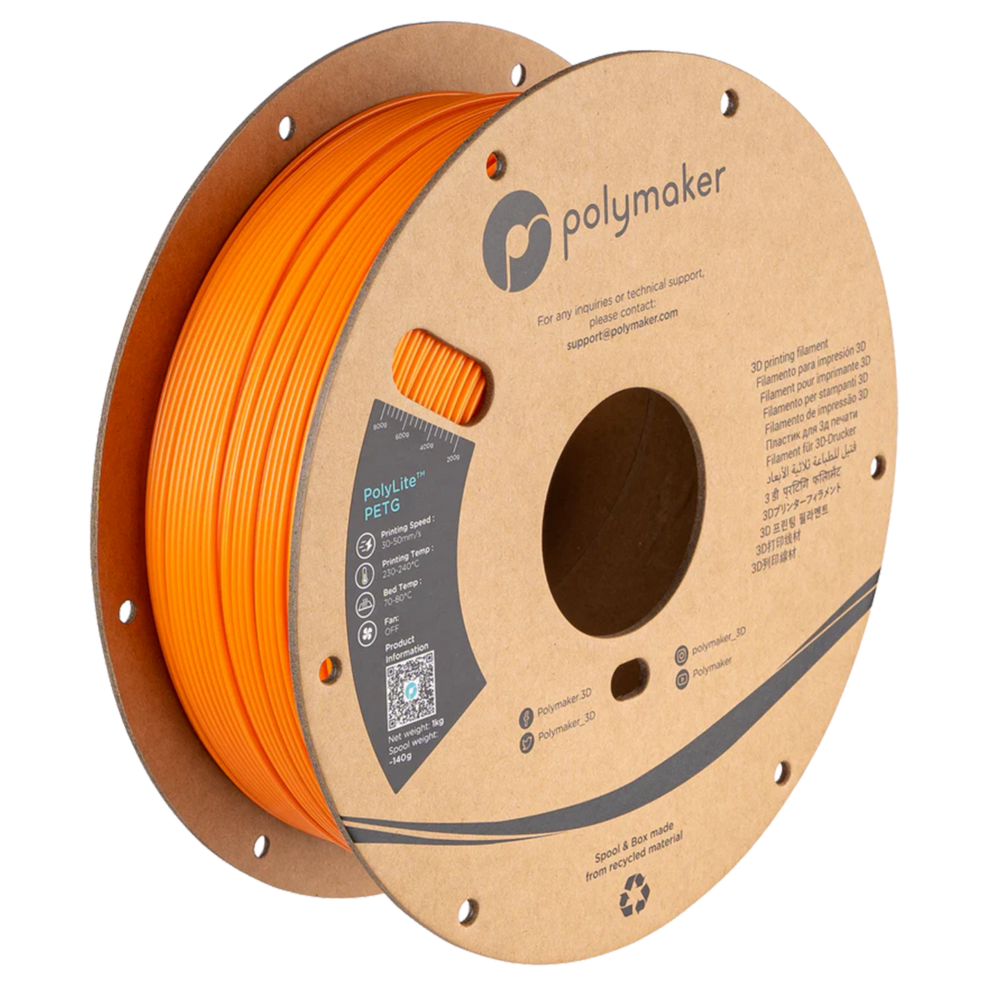 Polymaker - PolyLite Orange PETG 1.75mm - 1kg