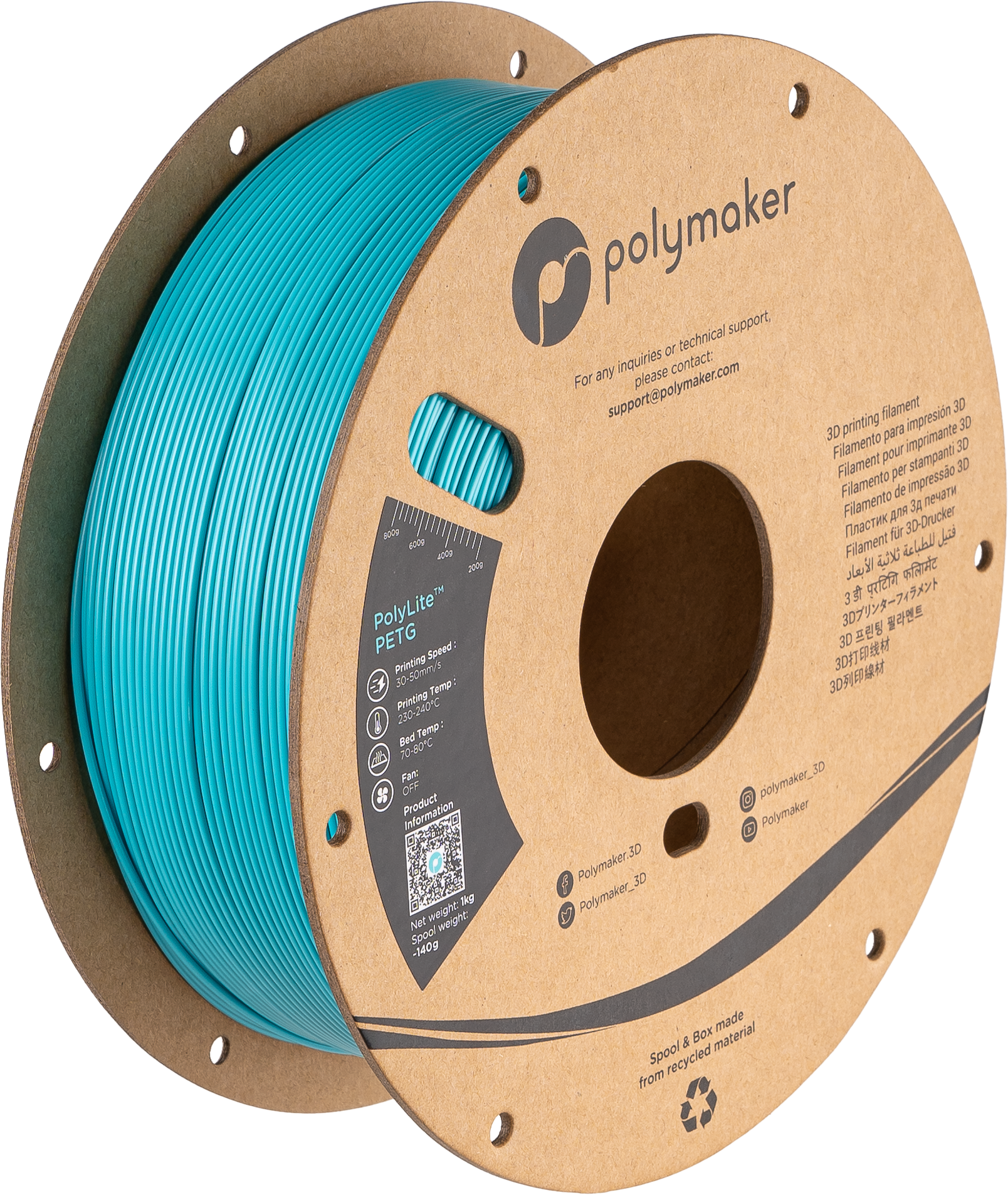 Polymaker - PolyLite Teal PETG 1.75mm - 1kg