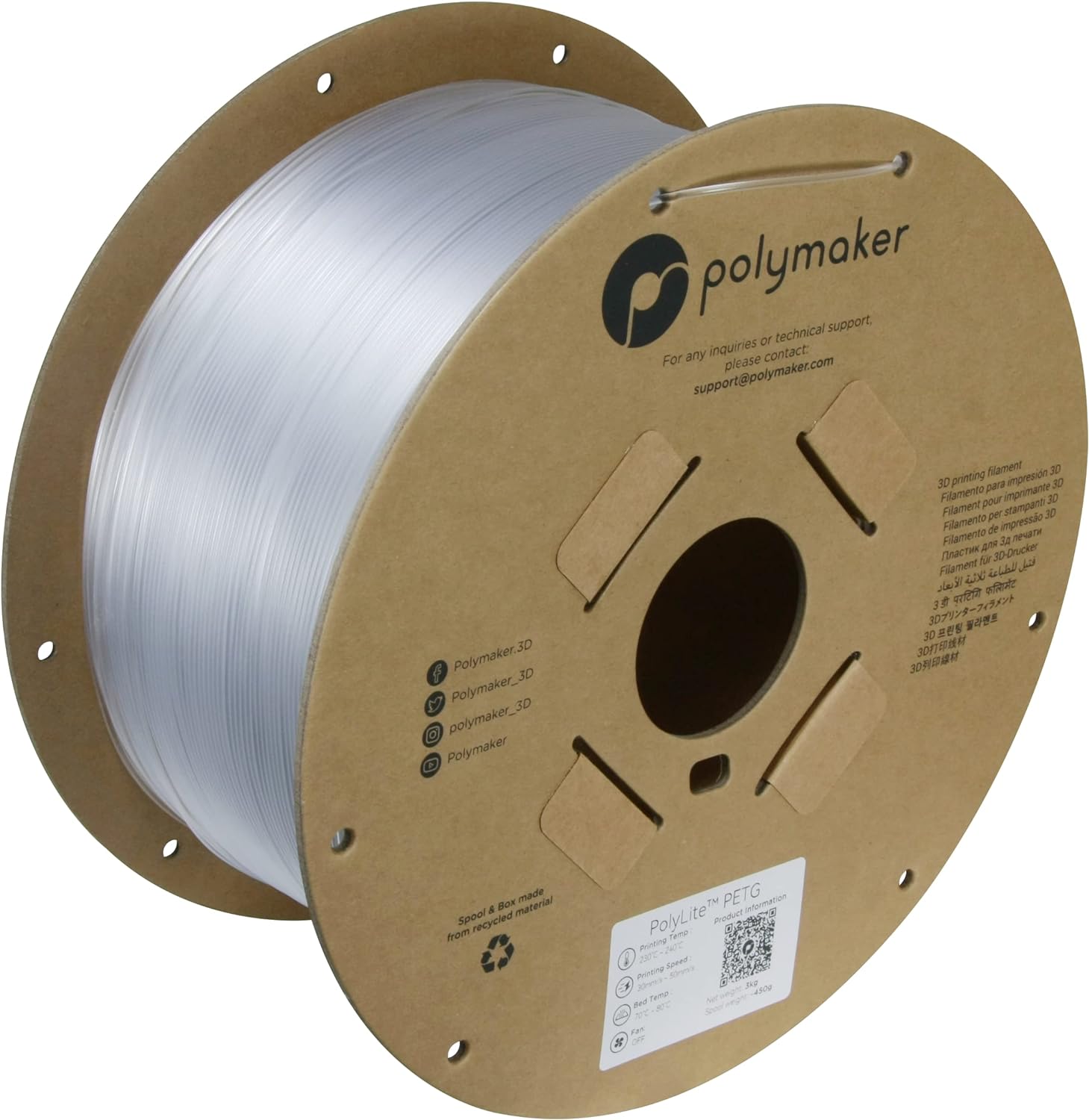 Polymaker - Clear Transparent PETG 1.75mm - 3kg