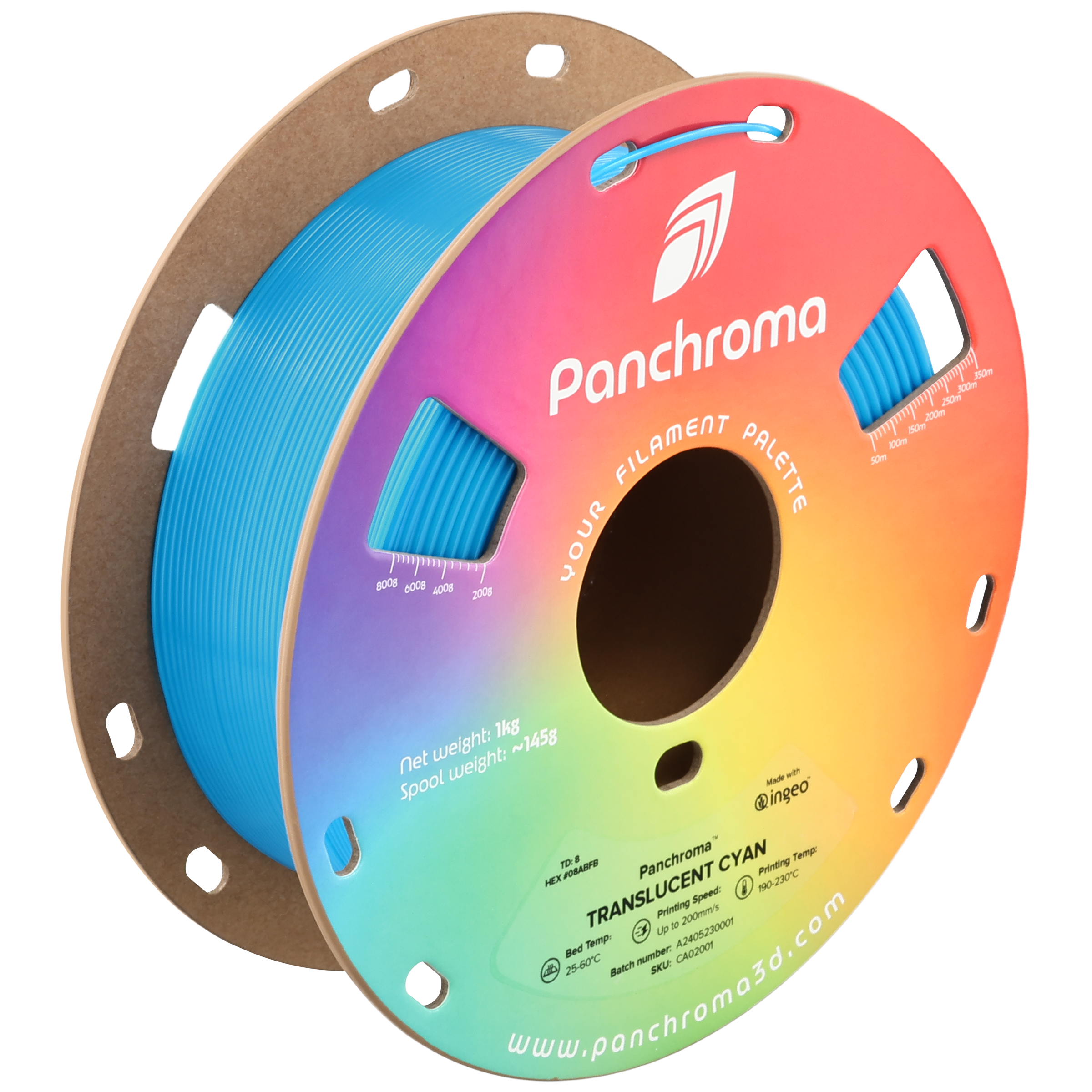 Polymaker - Panchroma Translucent Cyan Transparent PLA - 1kg