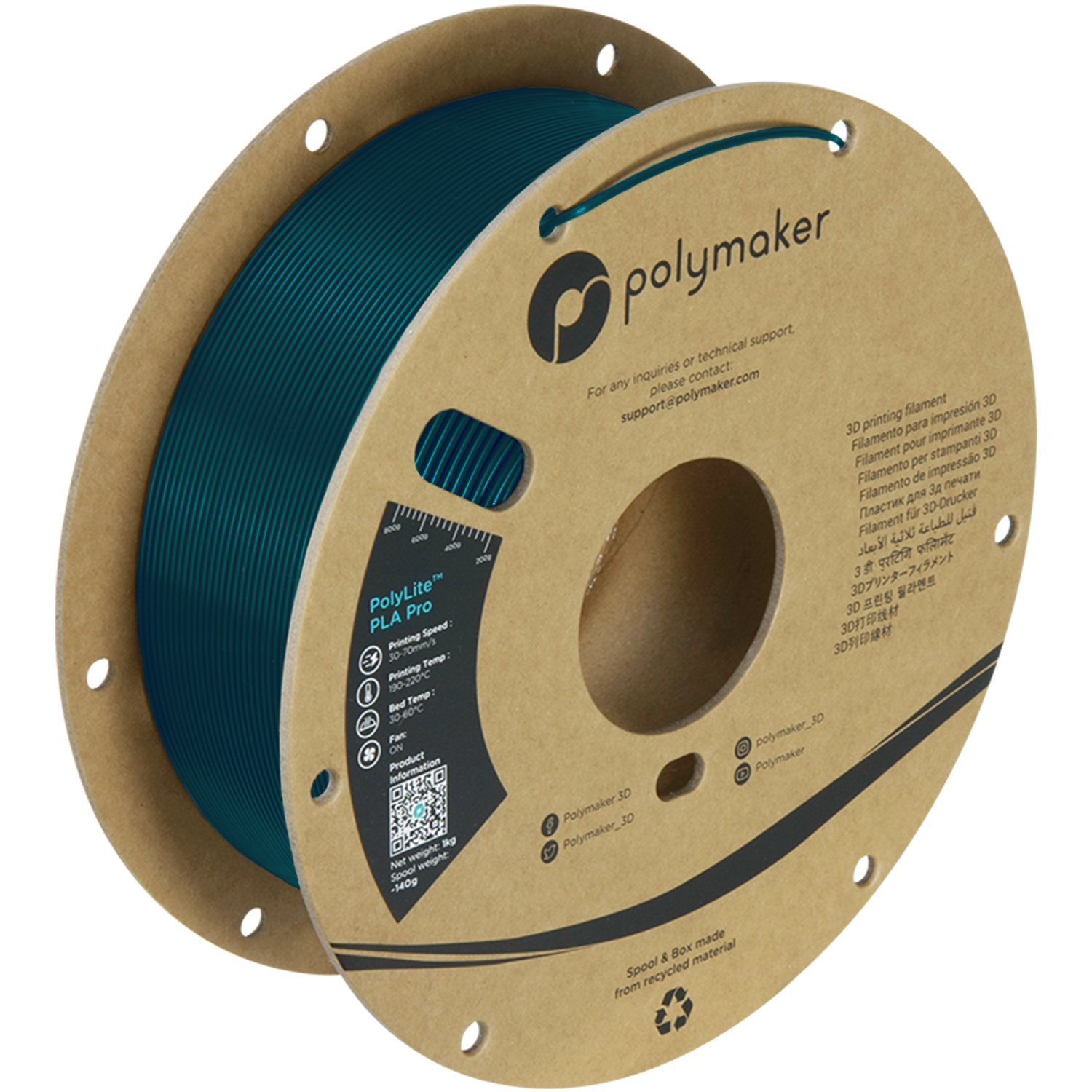 Polymaker - PolyLite Pro Blue-Green PLA+ 1.75mm - 1kg