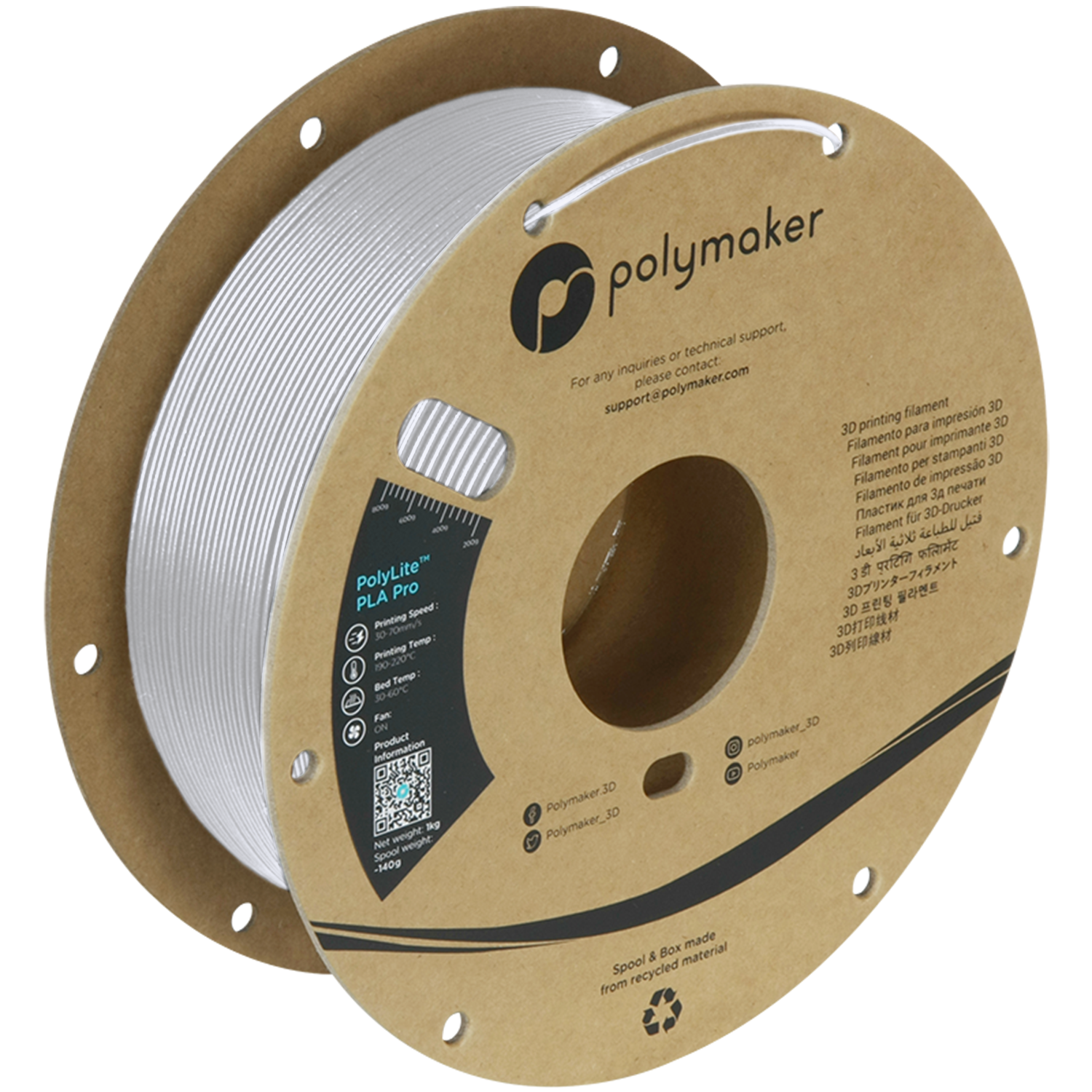 Polymaker - PolyLite Pro Cold White PLA+ - 1kg