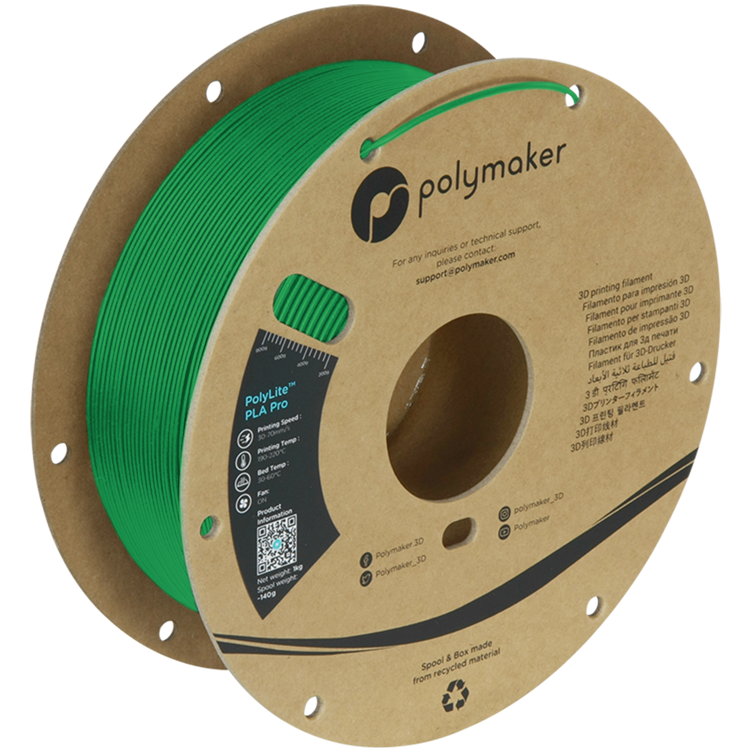 Polymaker - PolyLite Pro Green PLA+ - 1kg