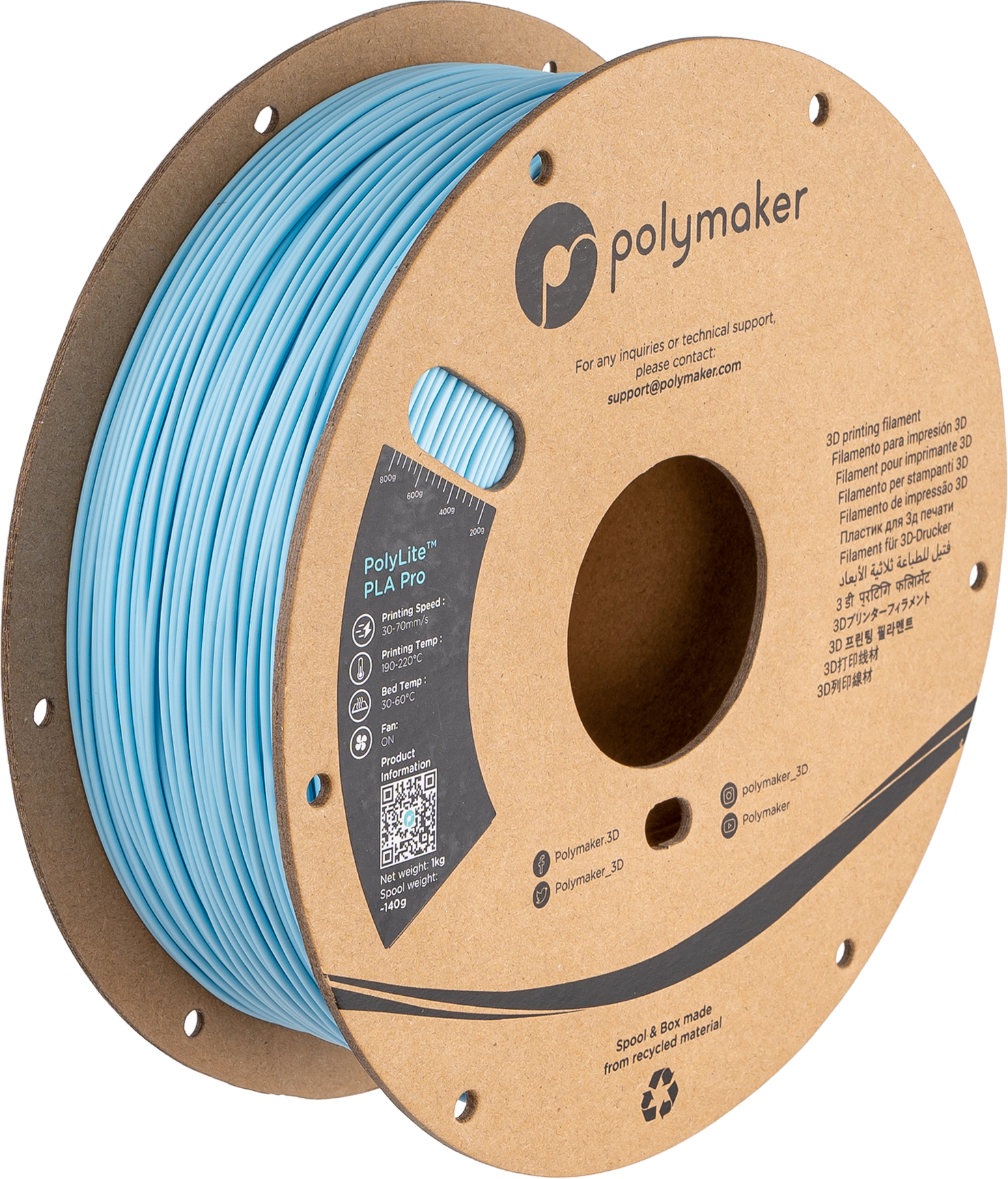 Polymaker - PolyLite Pro Light Blue PLA+ - 1kg