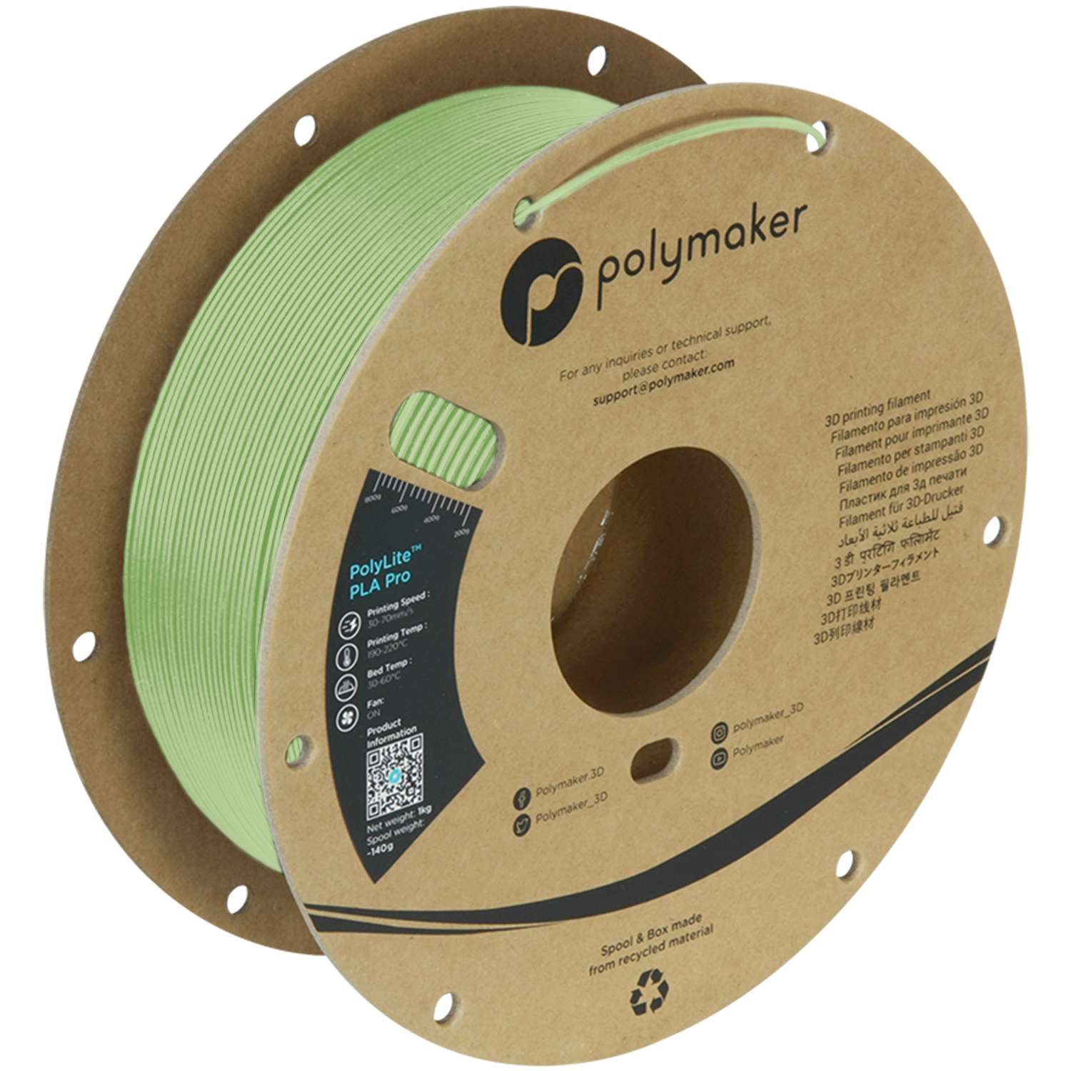 Polymaker - PolyLite Pro Light Green PLA+ 1.75mm - 1kg