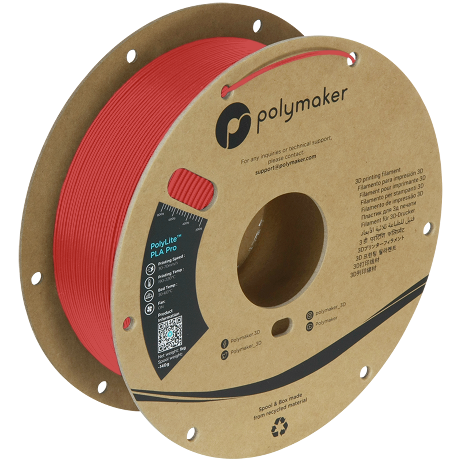 Polymaker - PolyLite Pro Light Red PLA+ - 1kg