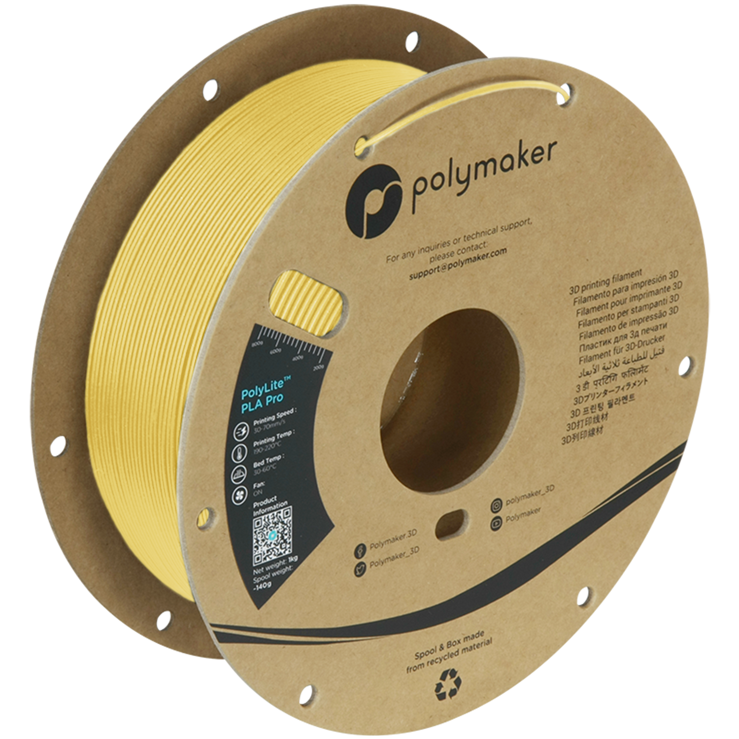 Polymaker - PolyLite Pro Light Yellow PLA+ - 1kg