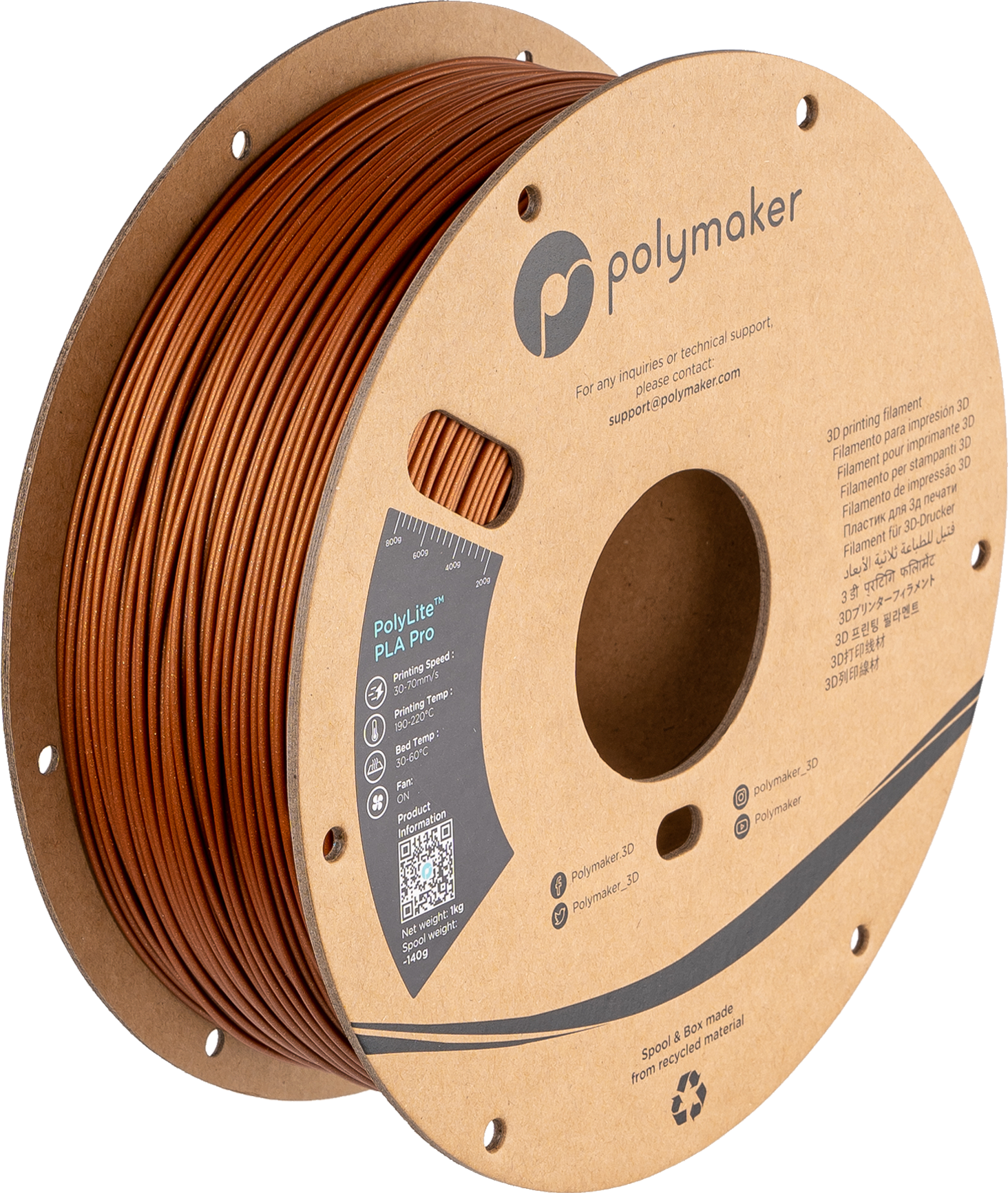Polymaker - PolyLite Pro Bronze Metal Fill PLA+ 1.75mm - 1kg