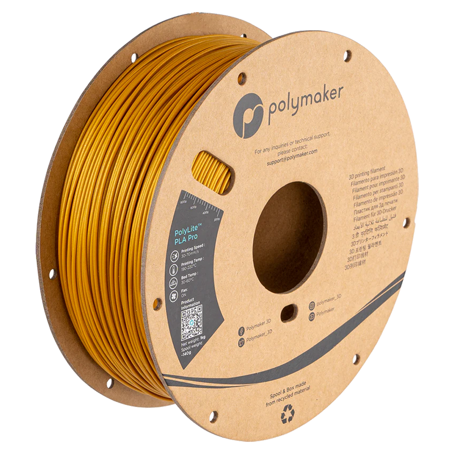 Polymaker - PolyLite Pro Gold Metal Fill PLA+ - 1kg