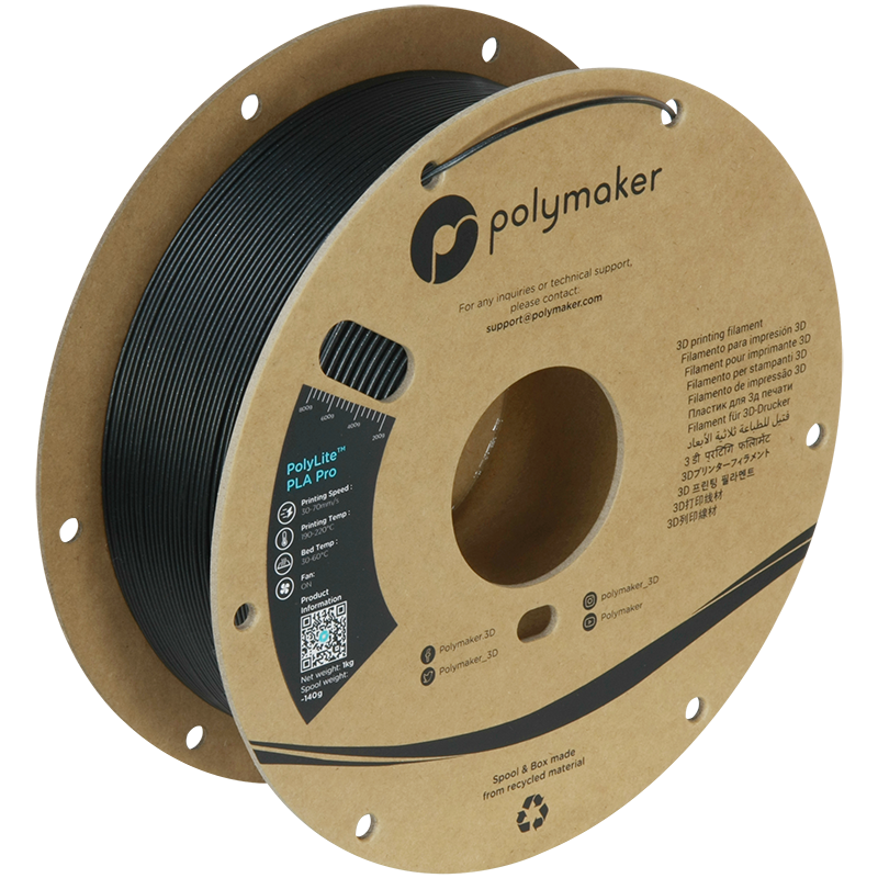 Polymaker - PolyLite Pro Metallic Black Metal Fill PLA+ - 1kg