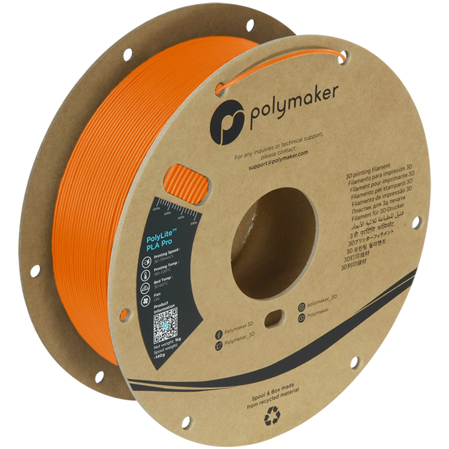 Polymaker - PolyLite Pro Orange PLA+ - 1kg