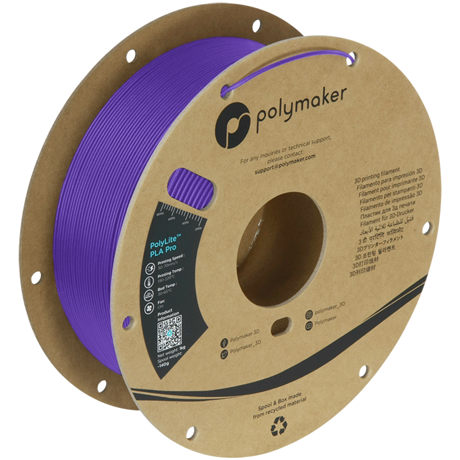Polymaker - PolyLite Pro Purple PLA+ - 1kg
