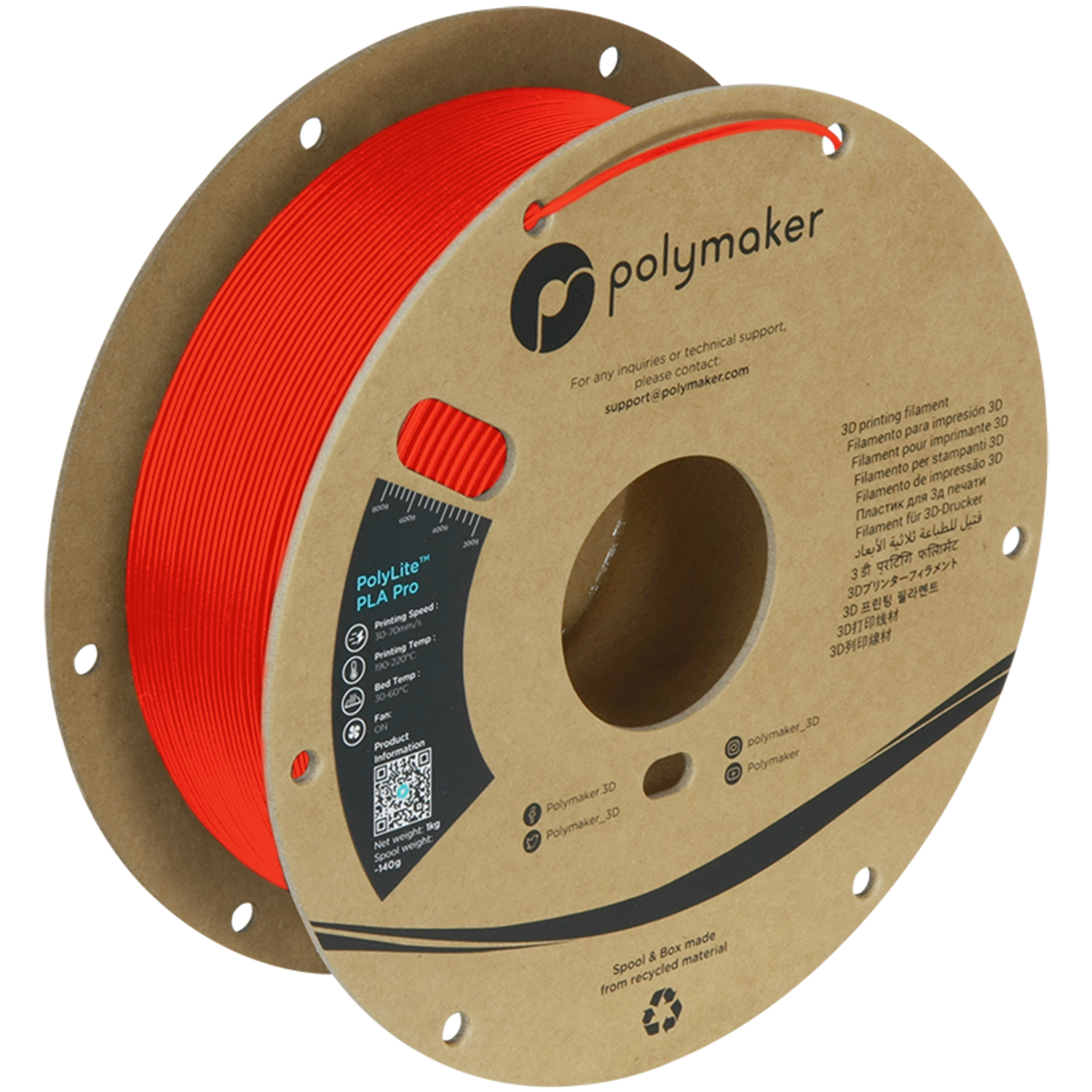 Polymaker - PolyLite Pro Red PLA+ - 1kg