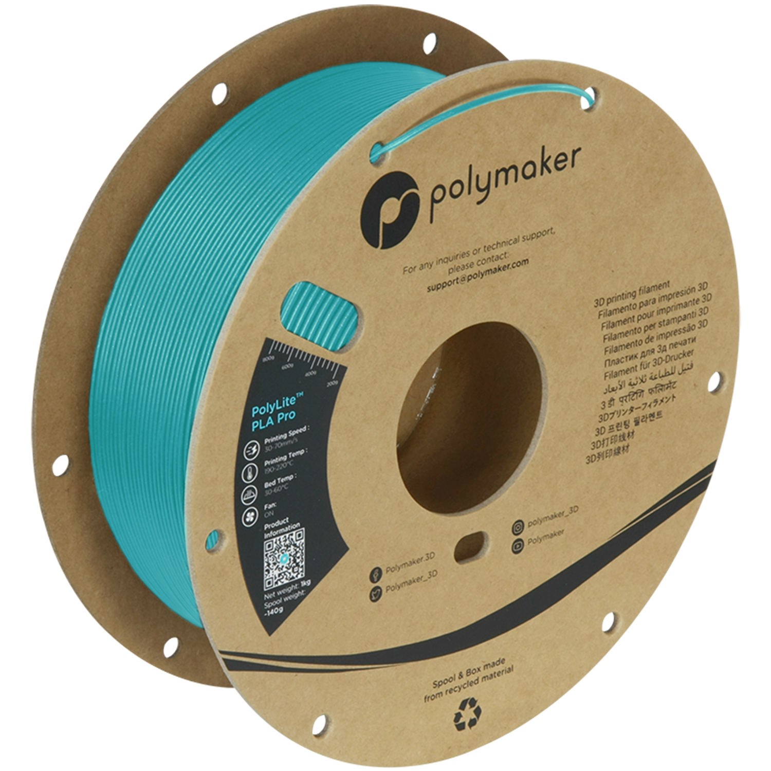Polymaker - PolyLite Pro Teal PLA+ - 1kg
