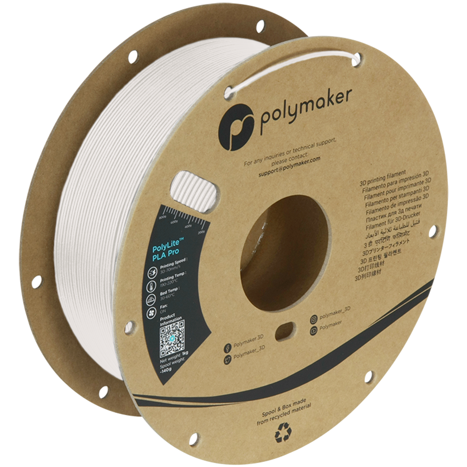 Polymaker - PolyLite Pro White PLA+ - 1kg