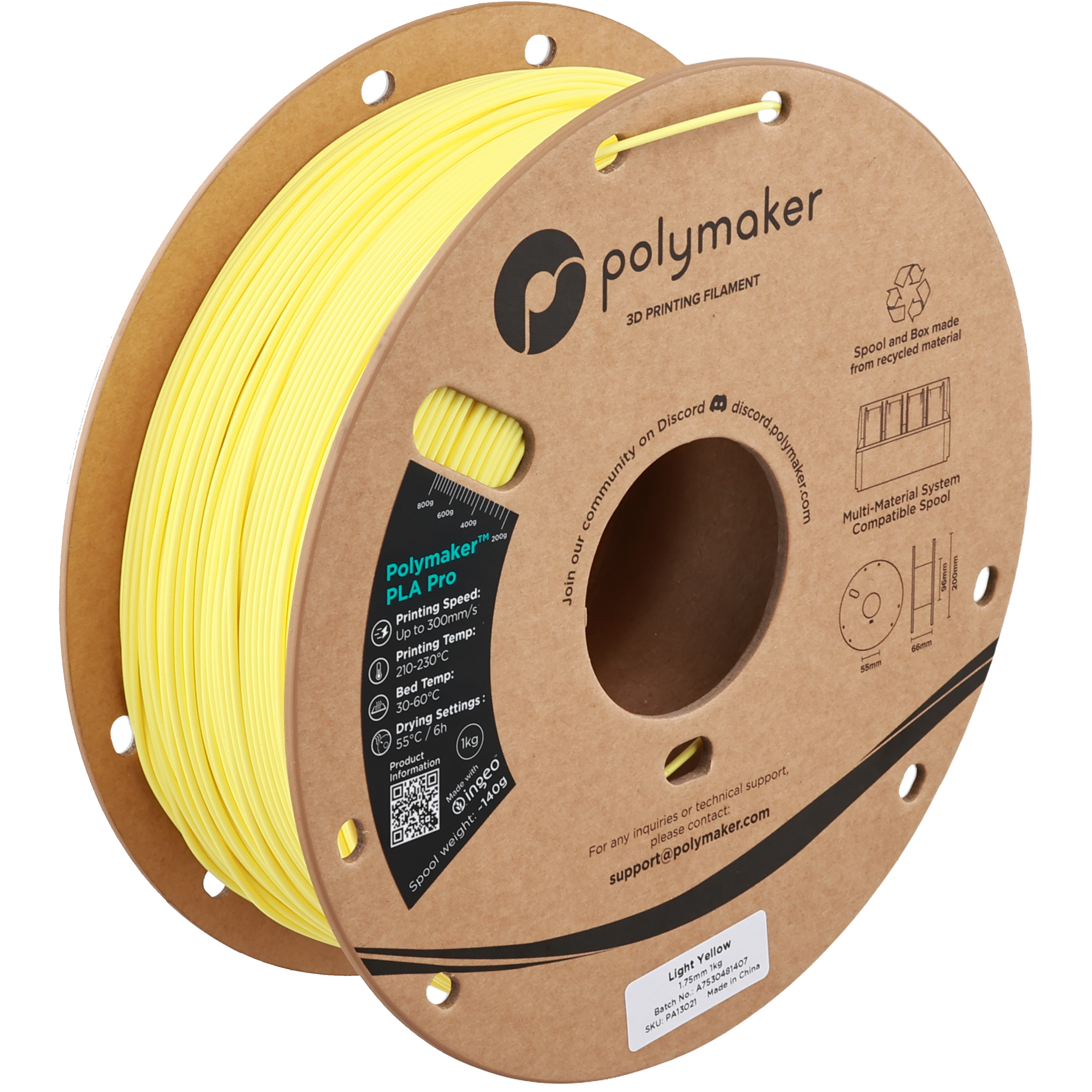 Polymaker - Pro Light Yellow PLA+ 1.75mm - 1kg
