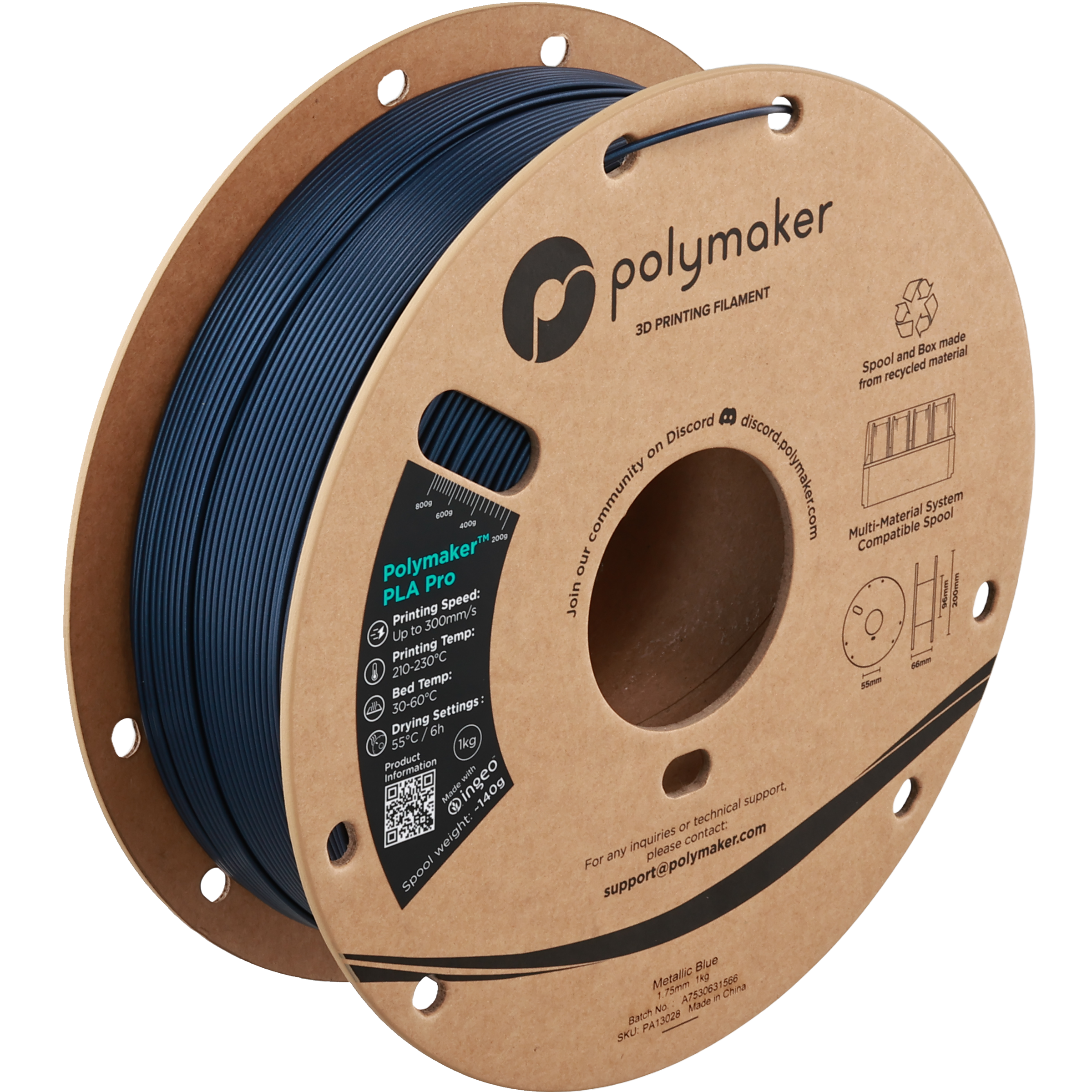 Polymaker - Pro Metallic Blue Metal Fill PLA+ 1.75mm - 1kg