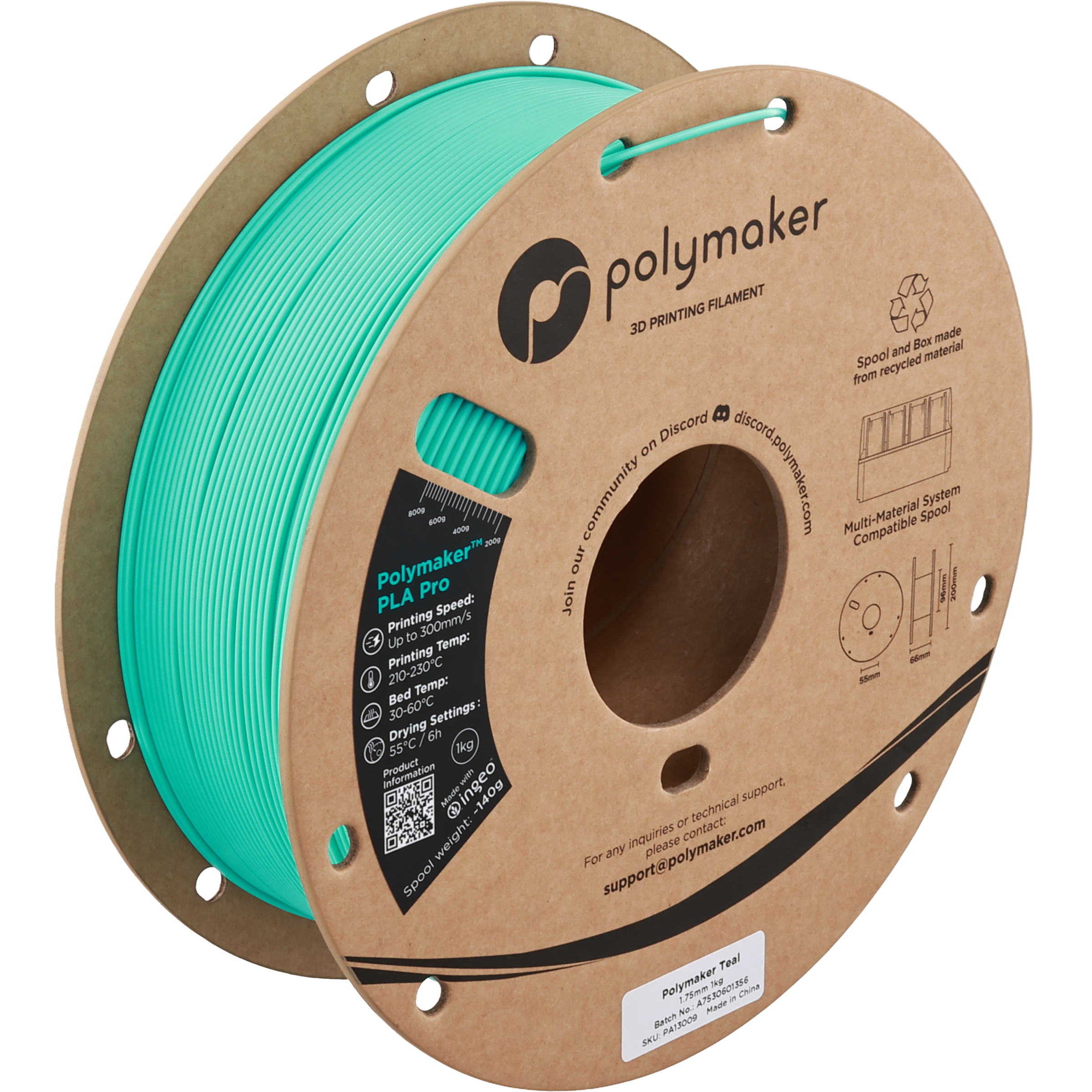 Polymaker - Pro Teal PLA+ 1.75mm - 1kg